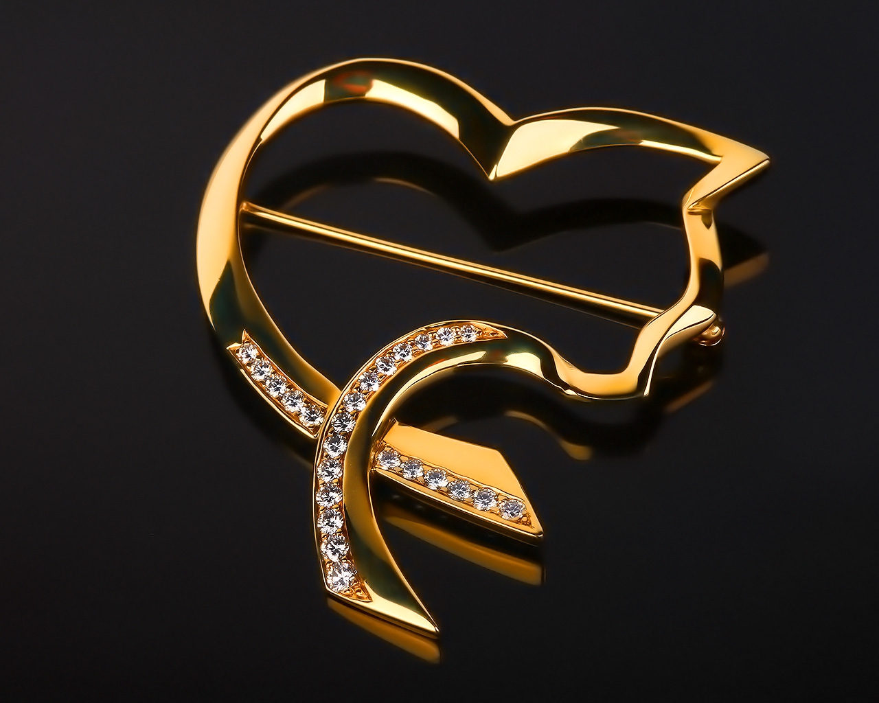 Изящная золотая брошь с бриллиантам 0.80ct Tiffany & Co 201216/1
