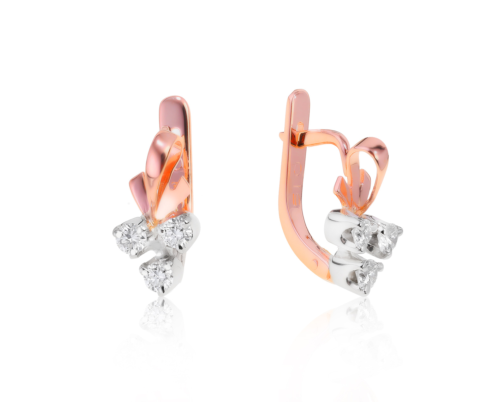 Изящные золотые серьги с бриллиантами 0.40ct СССР 210322/1