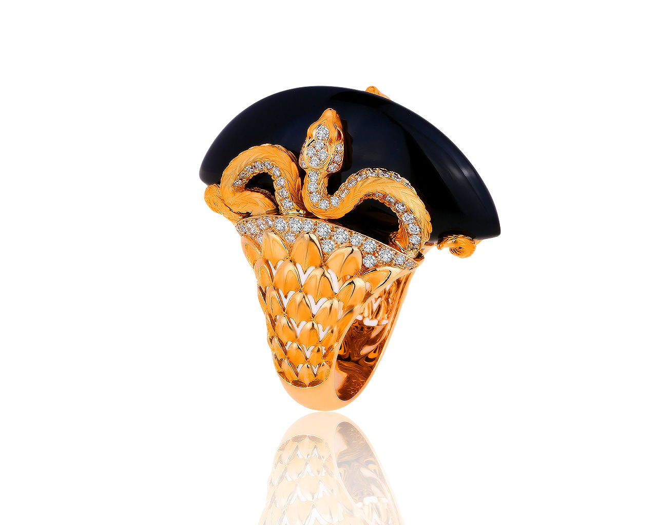 Оригинальное золотое кольцо с ониксом 37.50ct Magerit