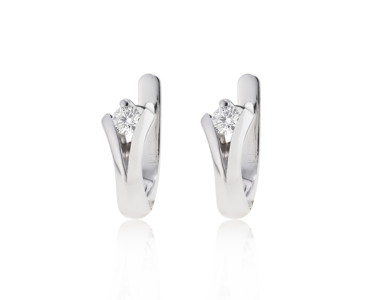 Классические золотые серьги с бриллиантами 0.30ct 140221/11