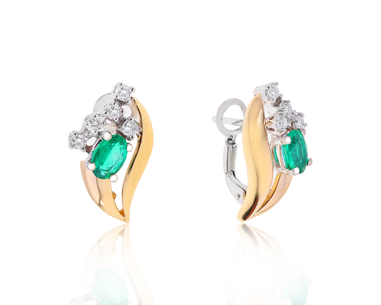 Солидные золотые серьги с изумрудами 0.65ct 040523/12