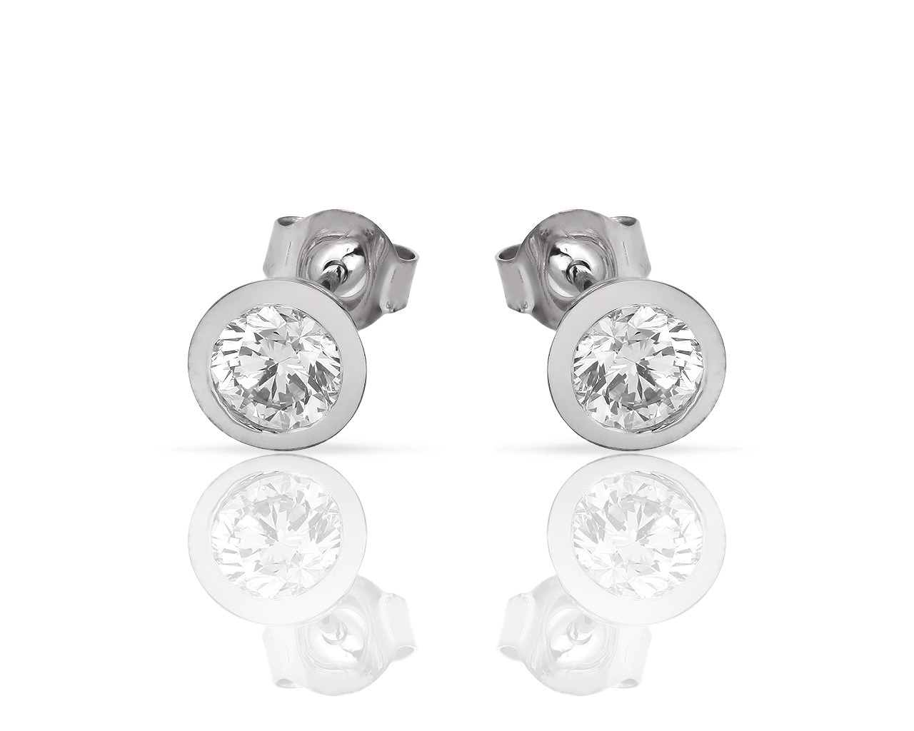 Золотые серьги пусеты с бриллиантами 0.90ct Сертификат МГУ 160618/1