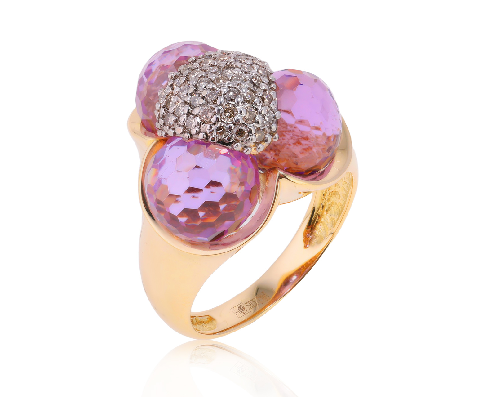 Золотое кольцо с аметистами 12.65ct 130721/КМ6