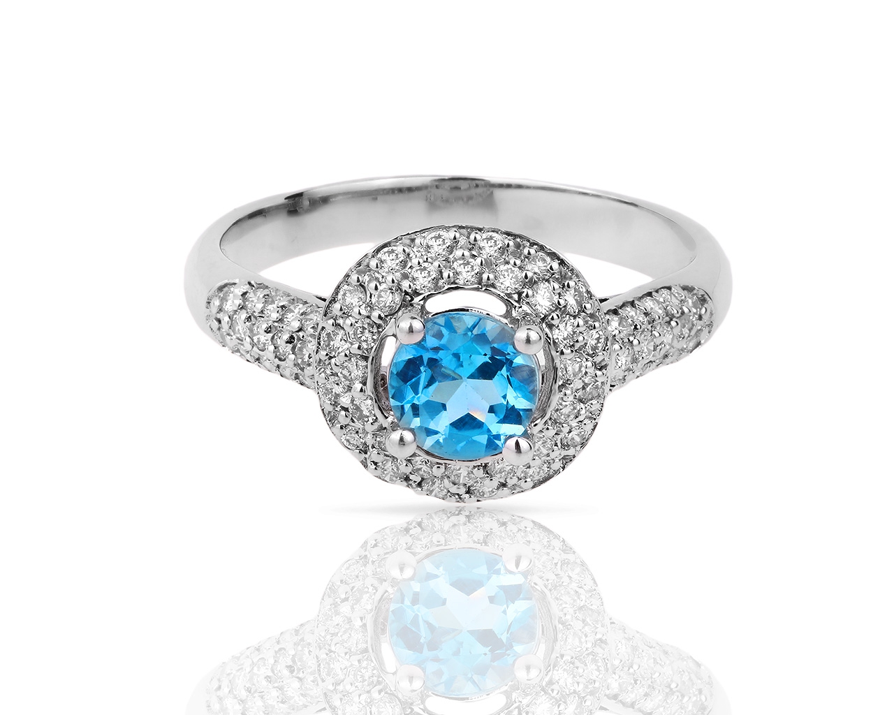 Золотое кольцо с топазом и бриллиантами 0.43ct 220518/16