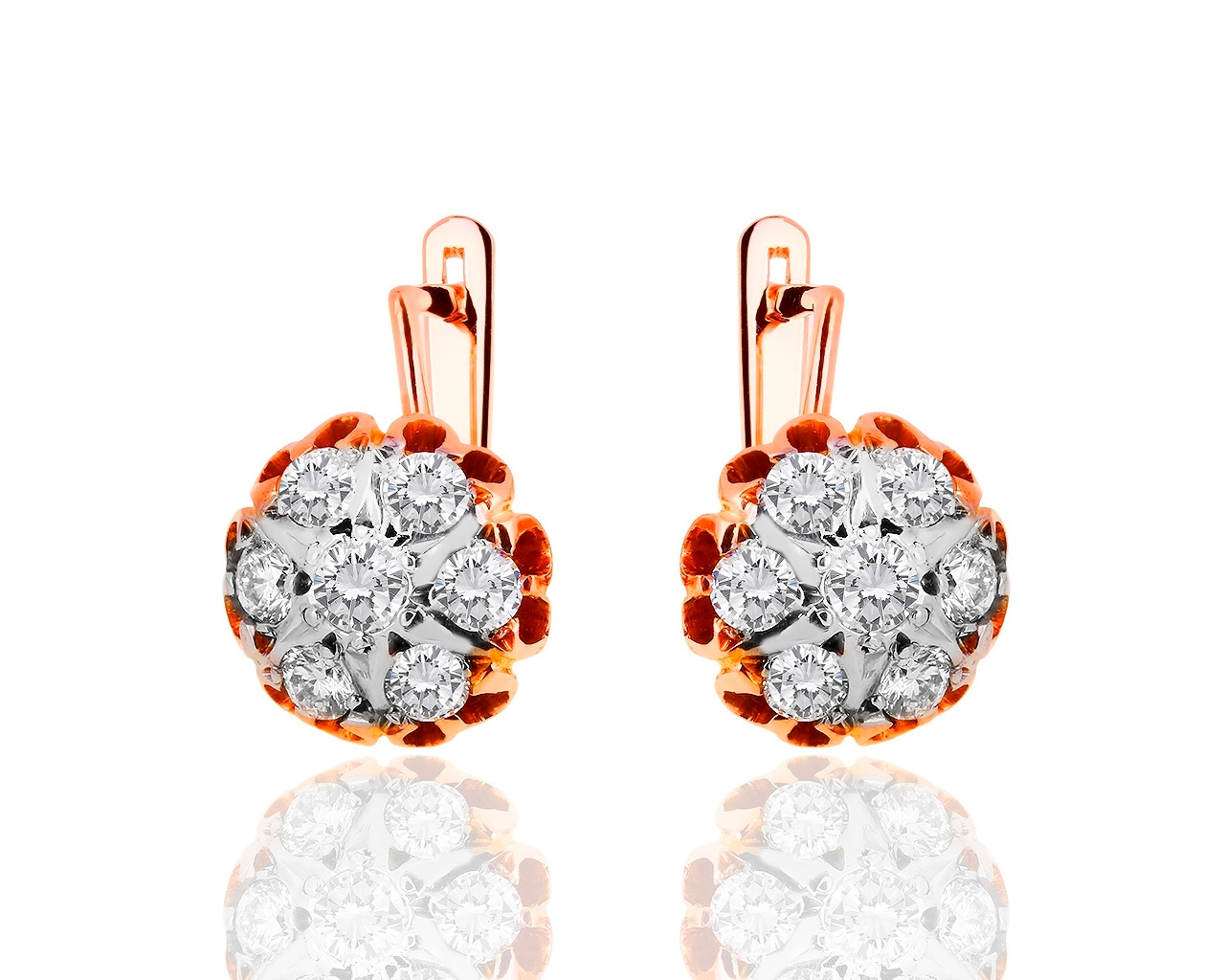 Нарядные золотые серьги с бриллиантами 1.52ct 030219/8