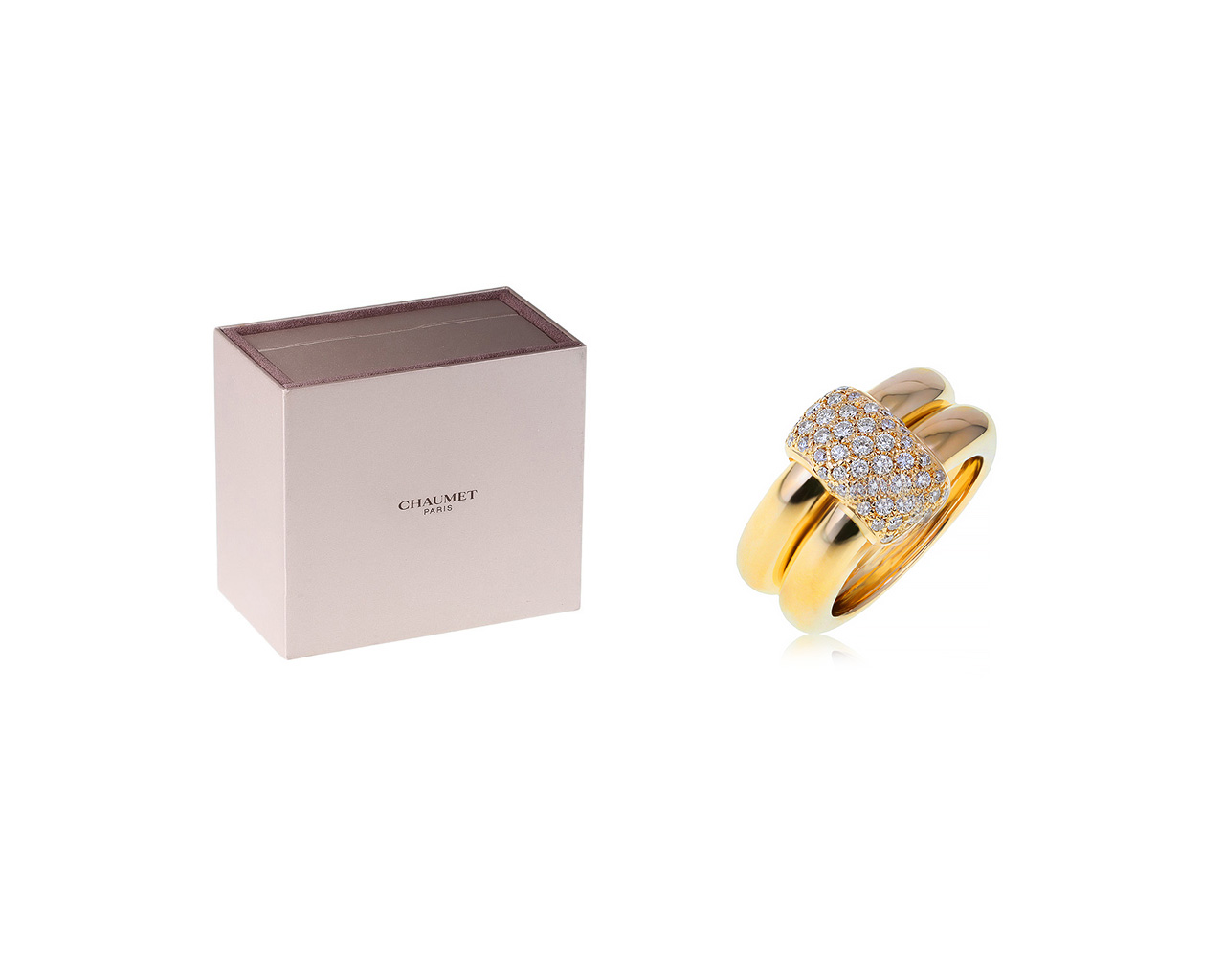Оригинальное золотое кольцо с бриллиантами 0.61ct Chaumet Duo