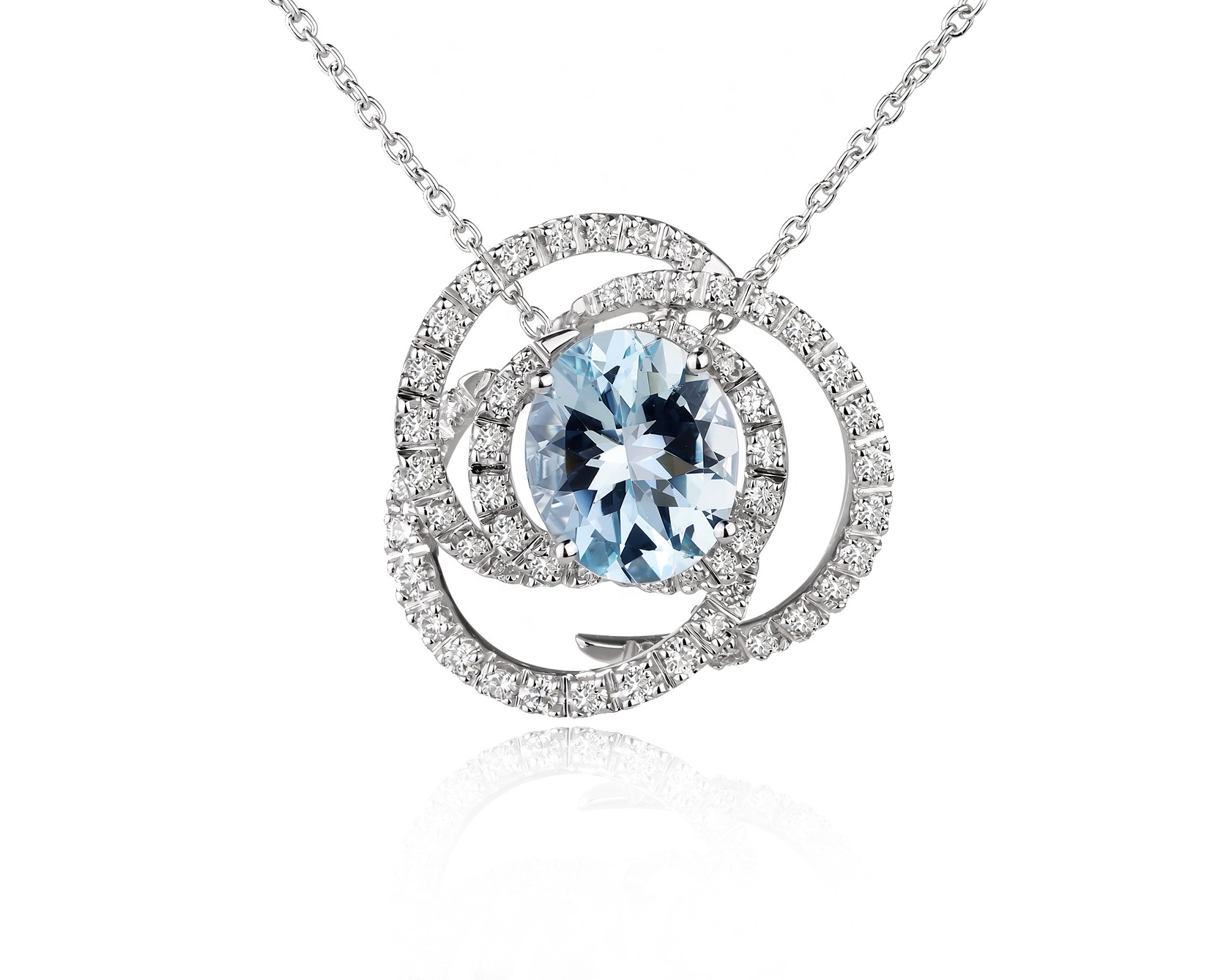 Оригинальное золотое колье с аквамарином 4.50ct Damiani Rose 251026/3