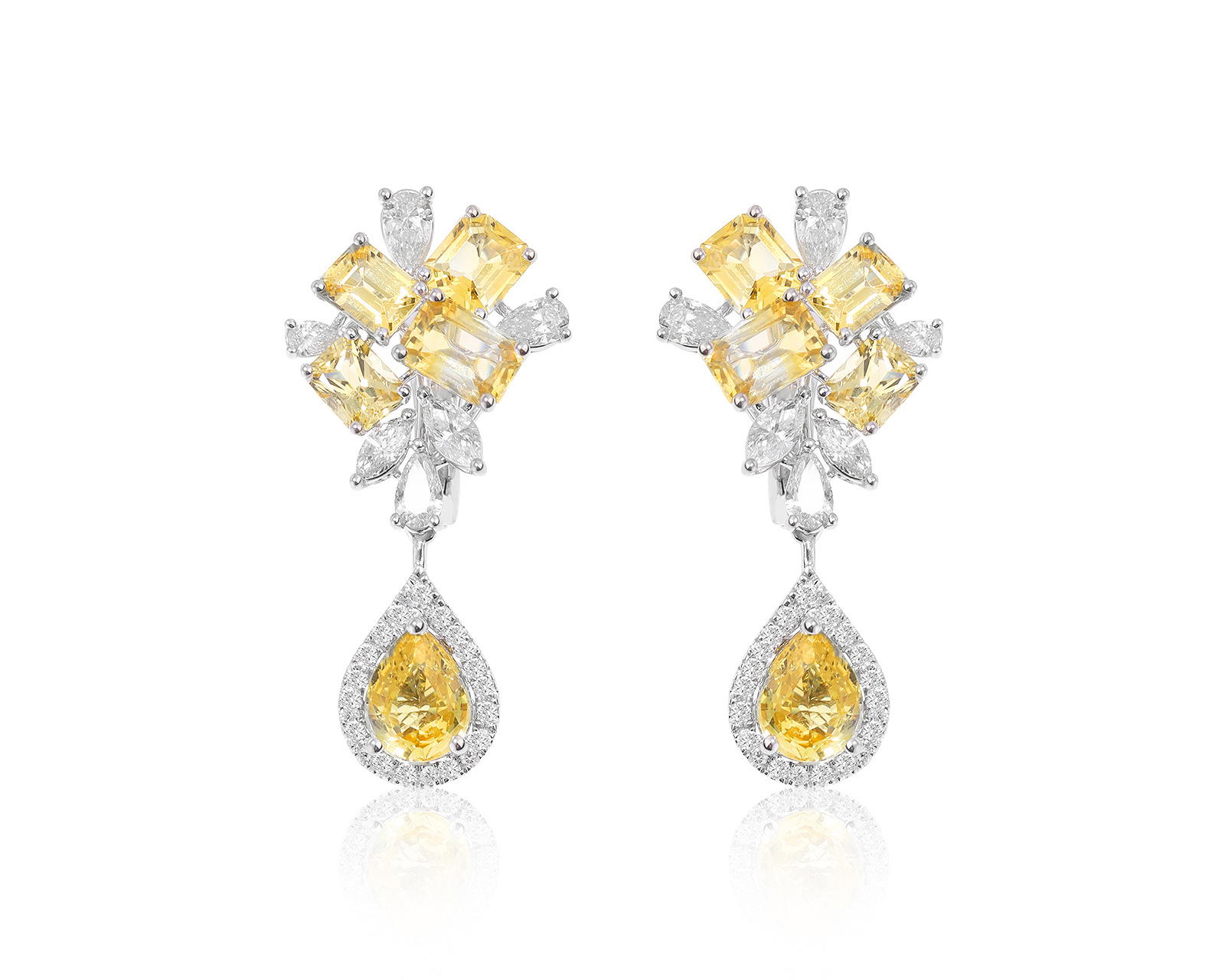 Завораживающие золотые серьги с сапфирами 6.04ct