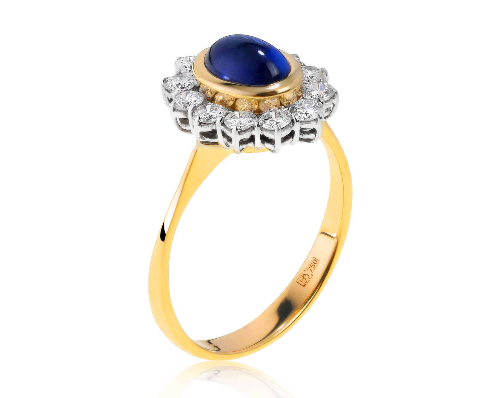 Роскошное золотое кольцо с сапфиром 1.33ct