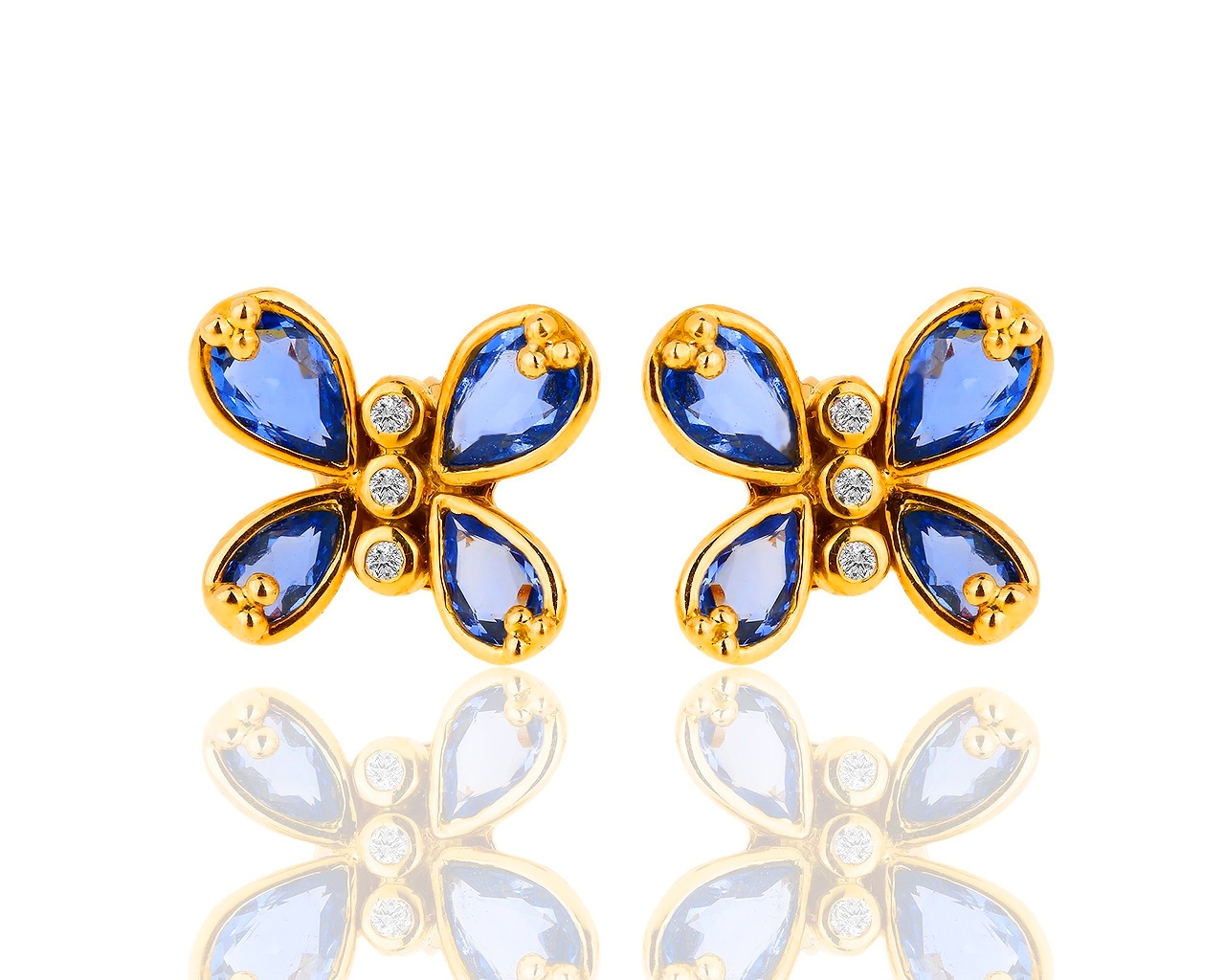 Золотые серьги с бриллиантами и сапфирами 2.15ct Temple St.Clair 180119/5