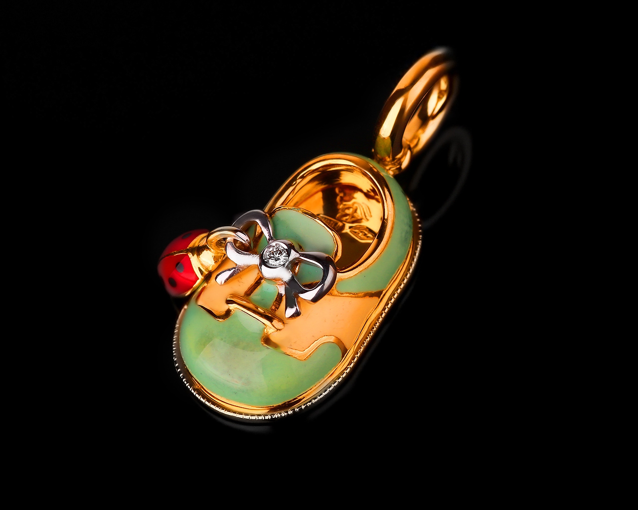 Золотой кулон-шарм Aaron Basha Ladybug Saddle 080617/14