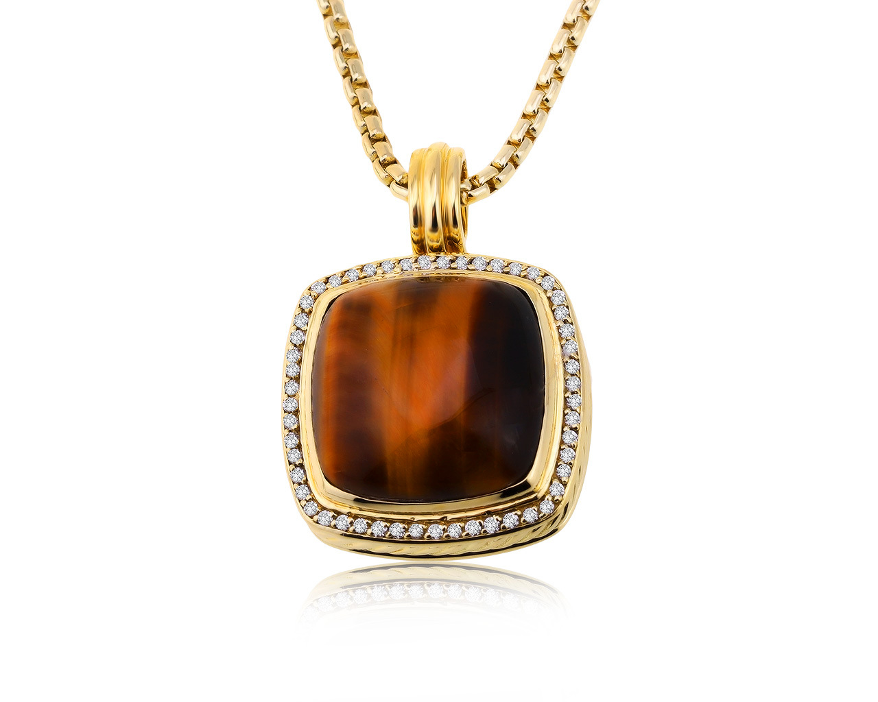Оригинальный золотой кулон с тигровым глазом 20.15ct David Yurman 021220/6 Оригинальный золотой кулон с тигровым глазом 20.15ct David Yurman 021220/6