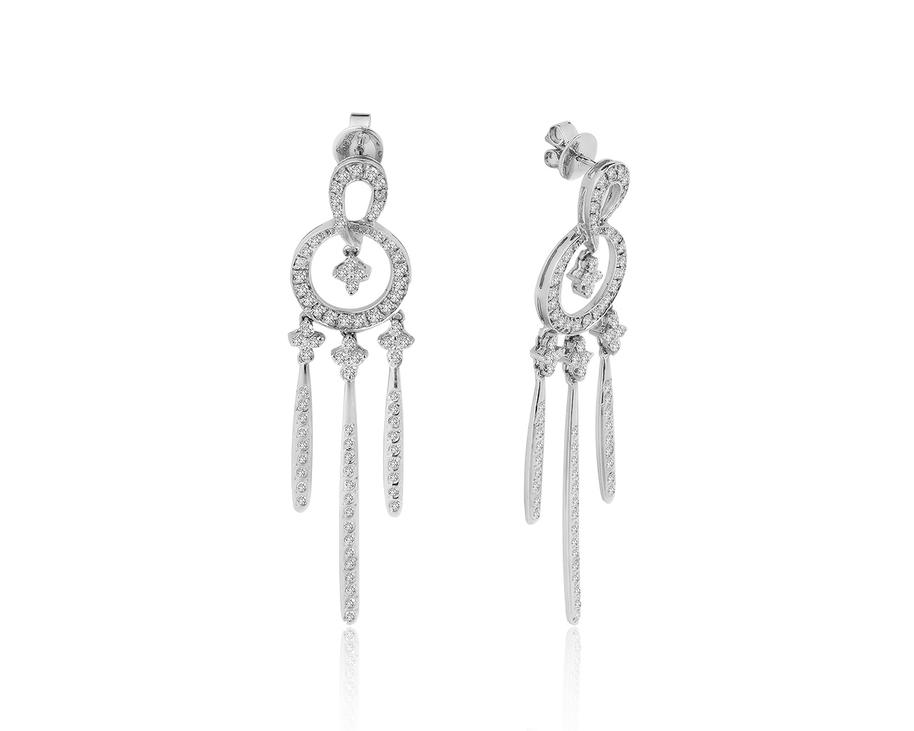 Стильные золотые серьги с бриллиантами 1.32ct