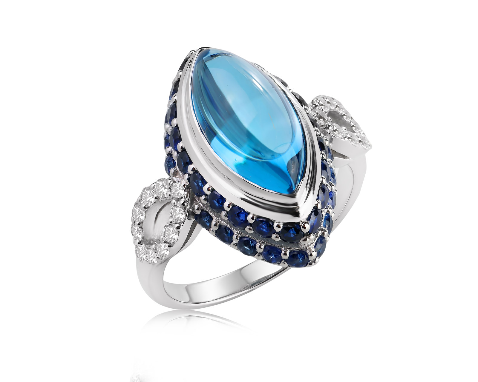 Золотое кольцо с топазом 4.95ct и сапфирами 1.50ct 260426/2