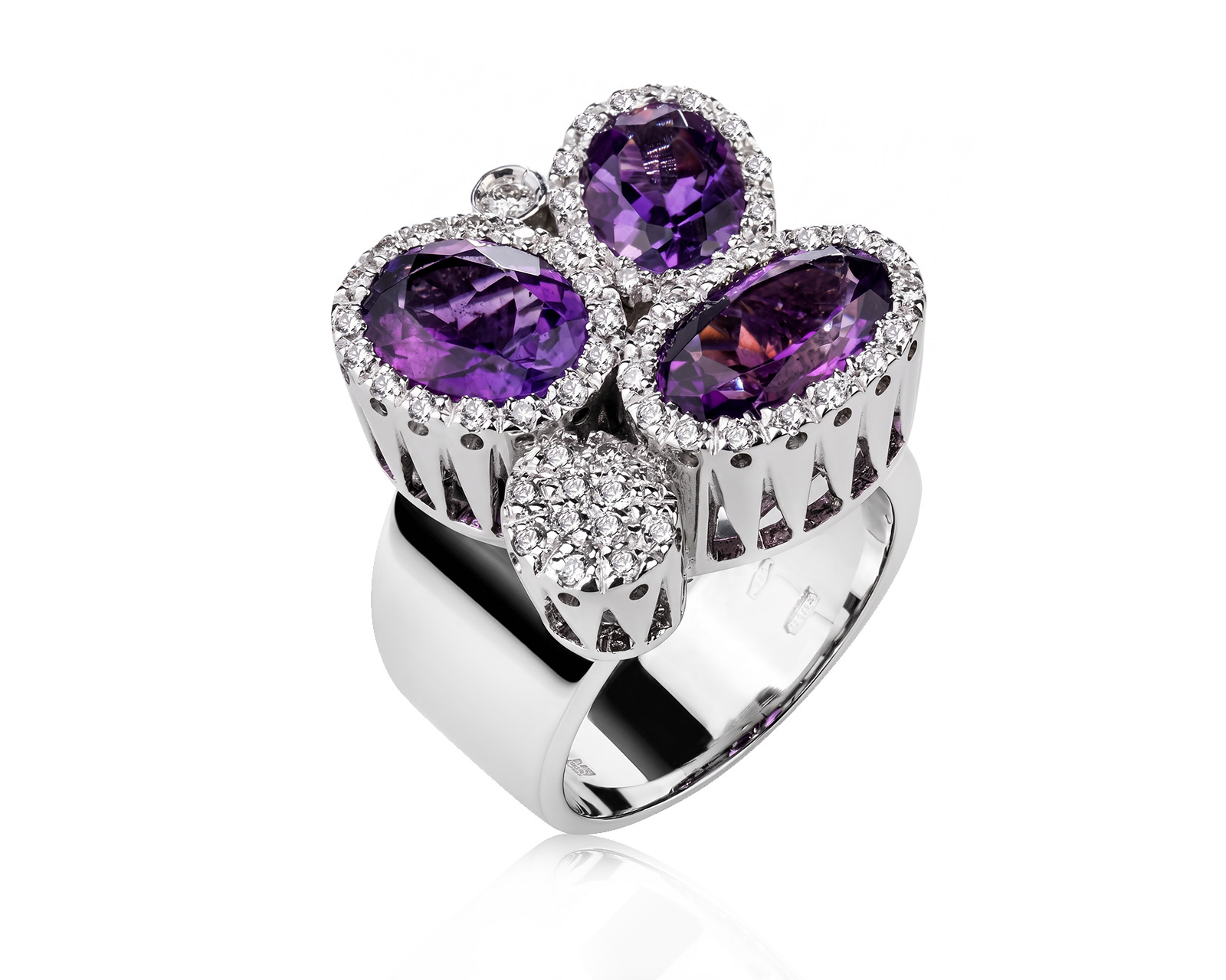 Оригинальное золотое кольцо с аметистами 4.40ct Ponte Vecchio 290726/1