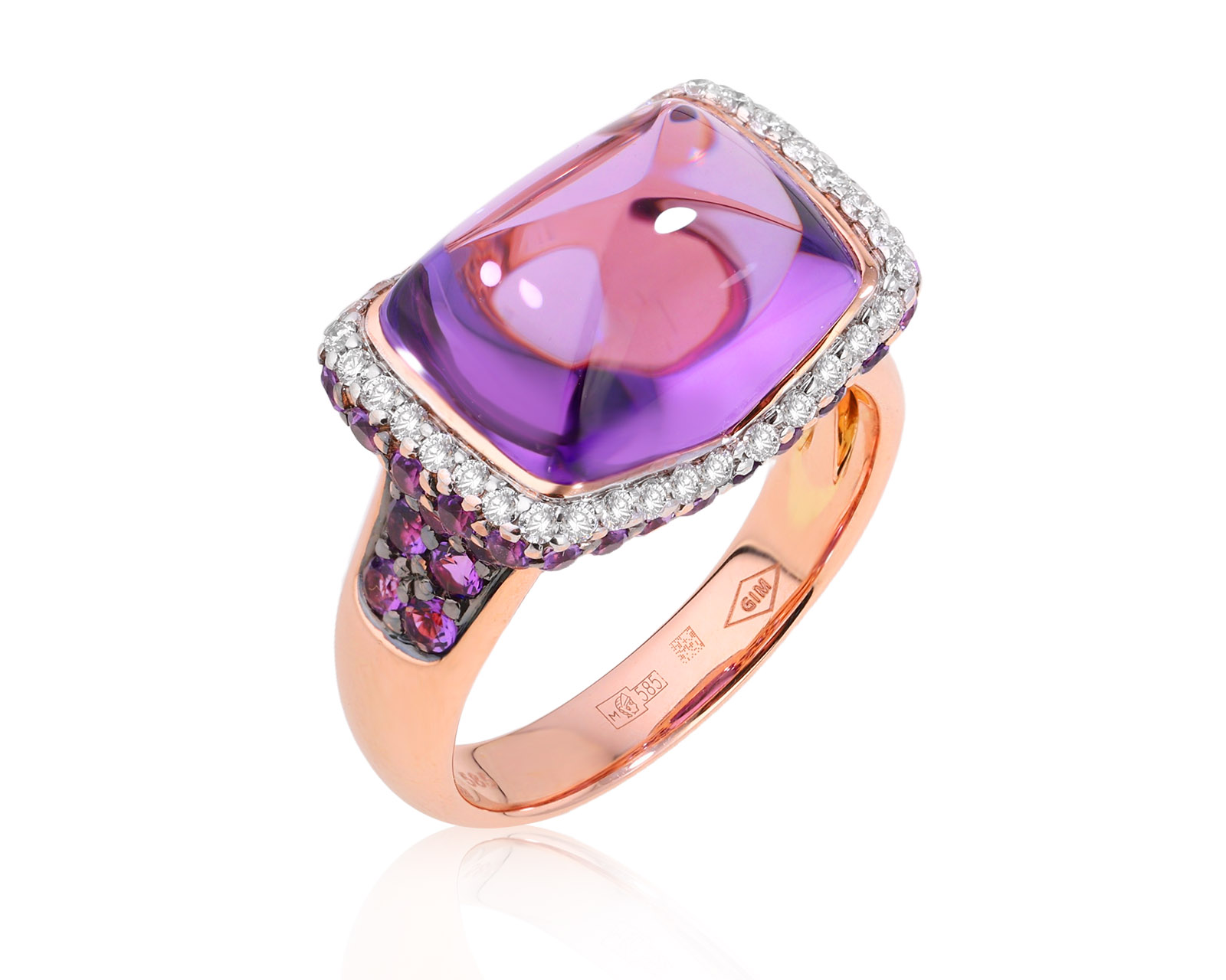 Оригинальное золотое кольцо с аметистами 9.60ct Belle Bague (GIM) 261025/9