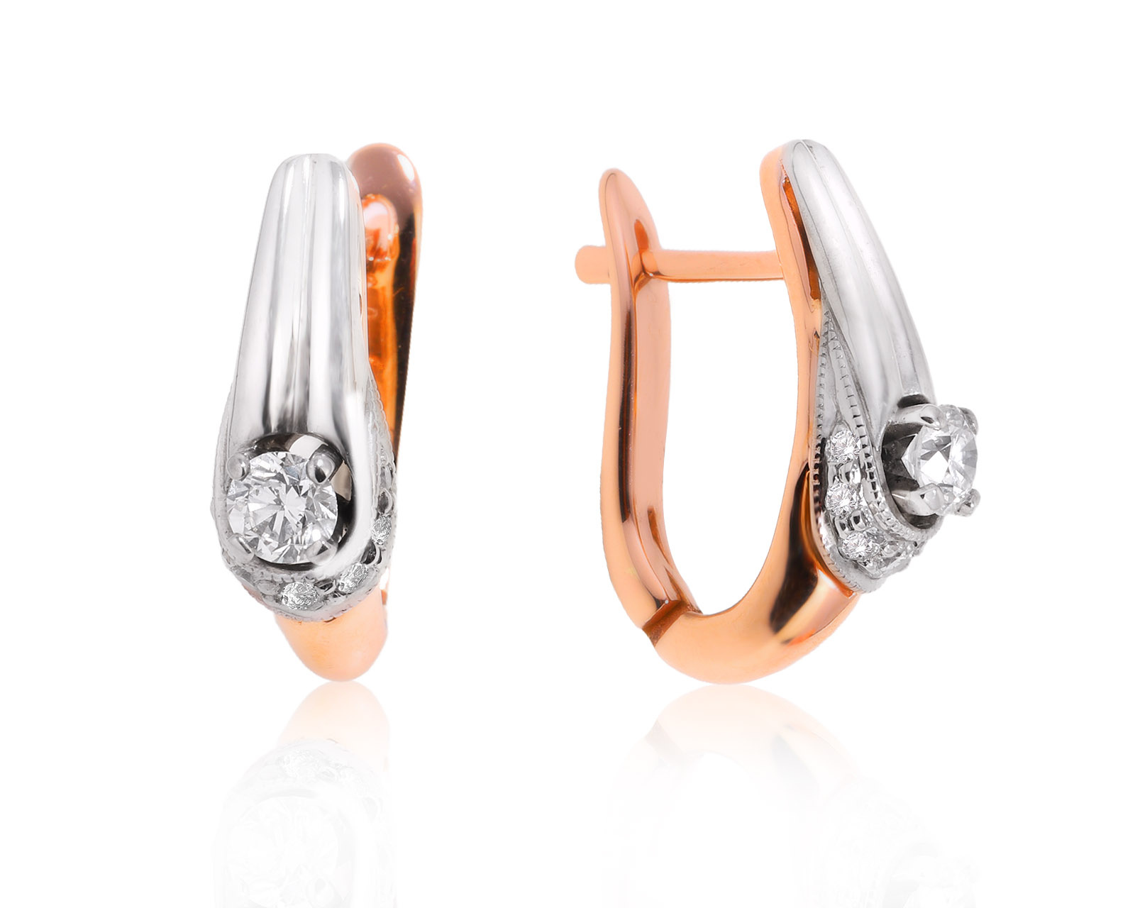 Золотые серьги с бриллиантами 0.60ct