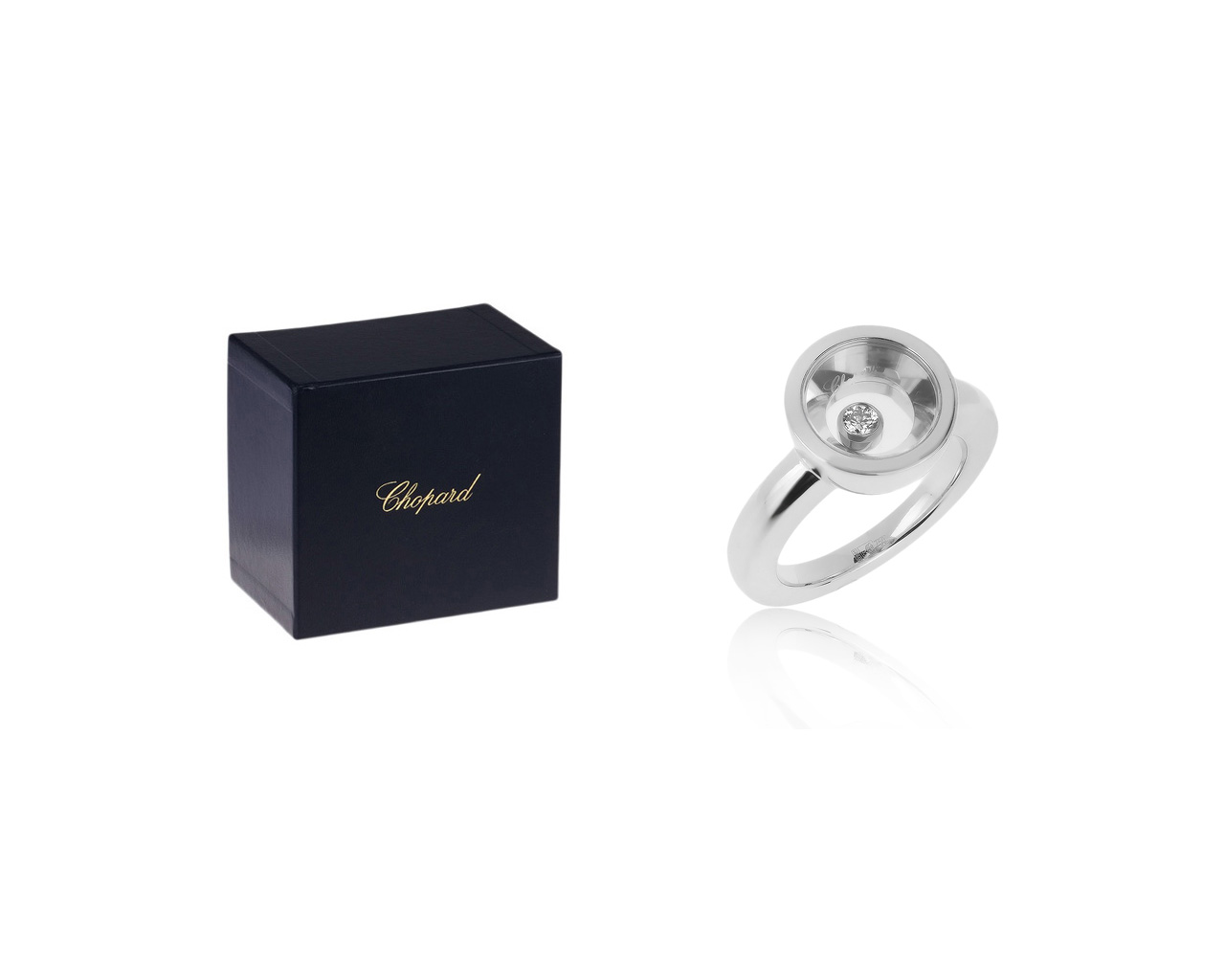 Оригинальное золотое кольцо с бриллиантом 0.10ct Chopard