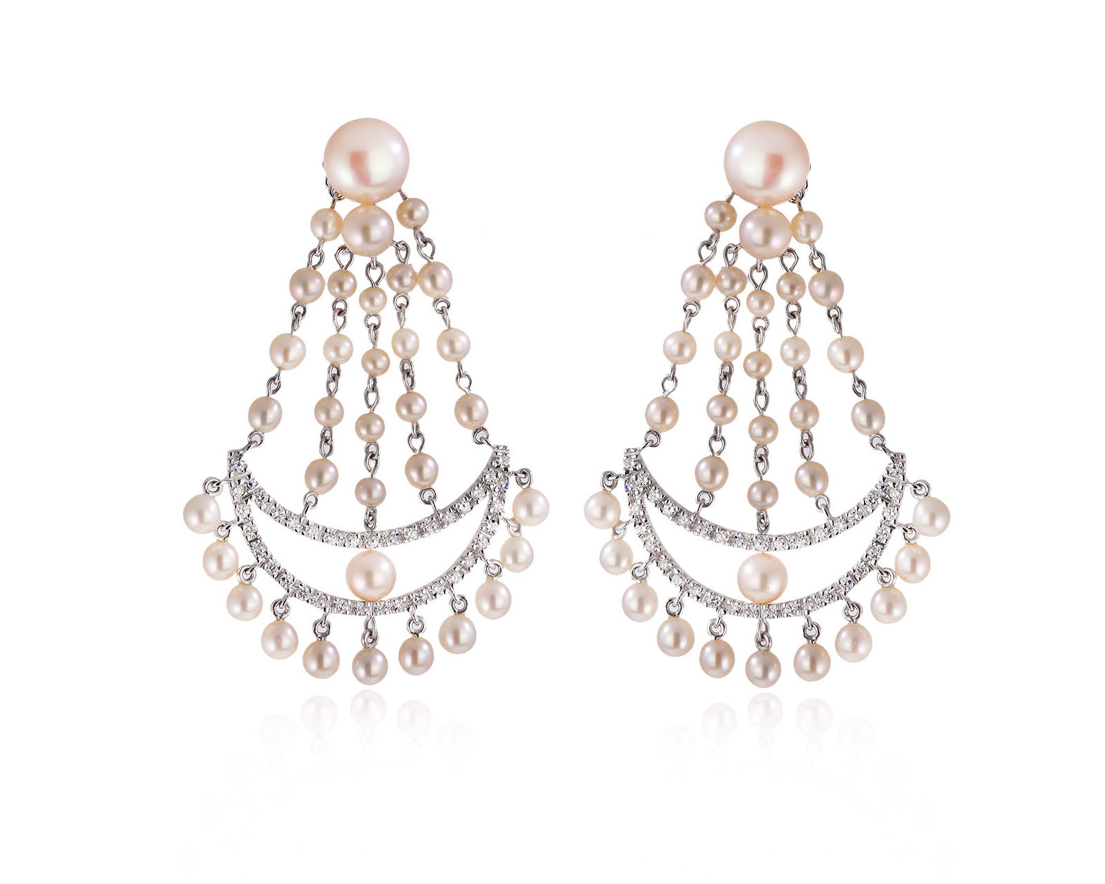 Оригинальные золотые серьги с жемчугом и бриллиантами 0.88ct MiMi 251125/1