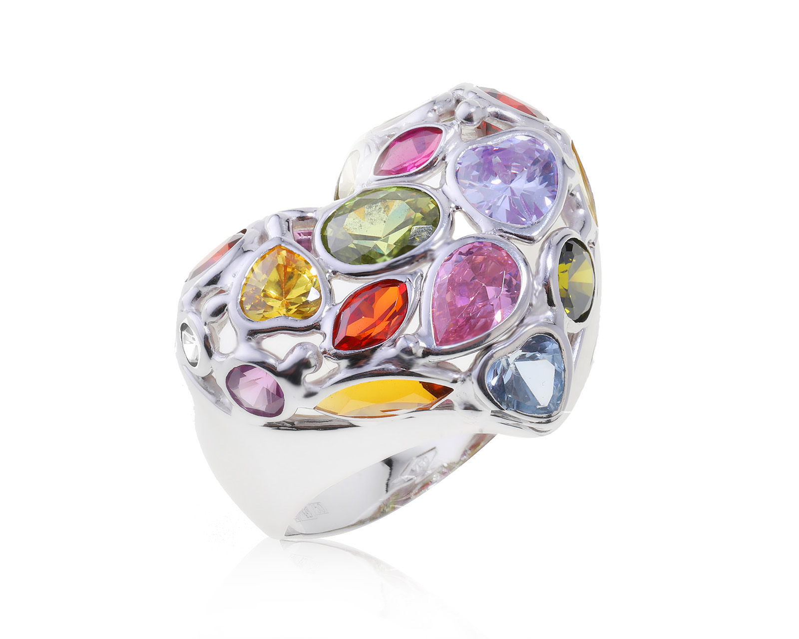 Коктейльное золотое кольцо с цветными фианитами 7.00ct 190323/1