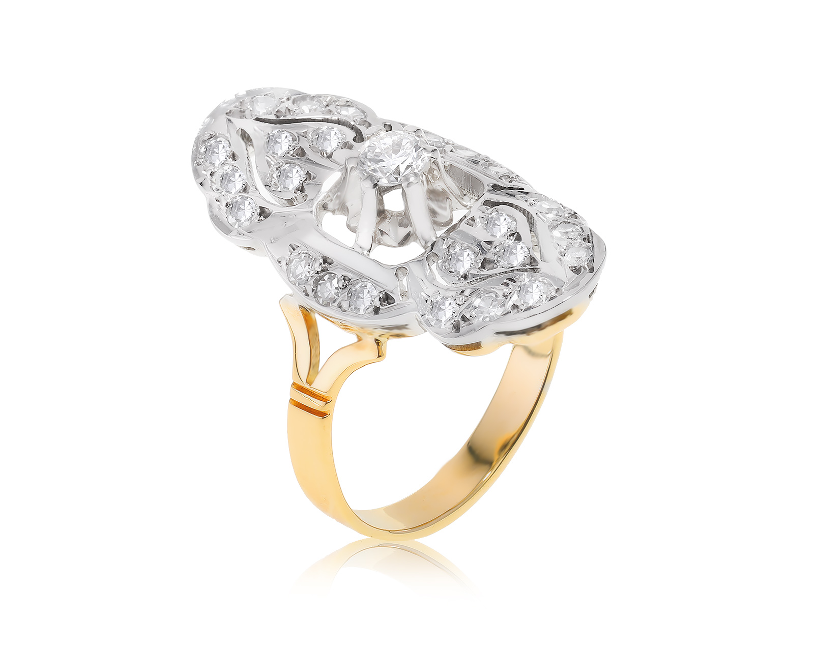 Золотое кольцо с бриллиантами 1.45ct СССР 310723/2