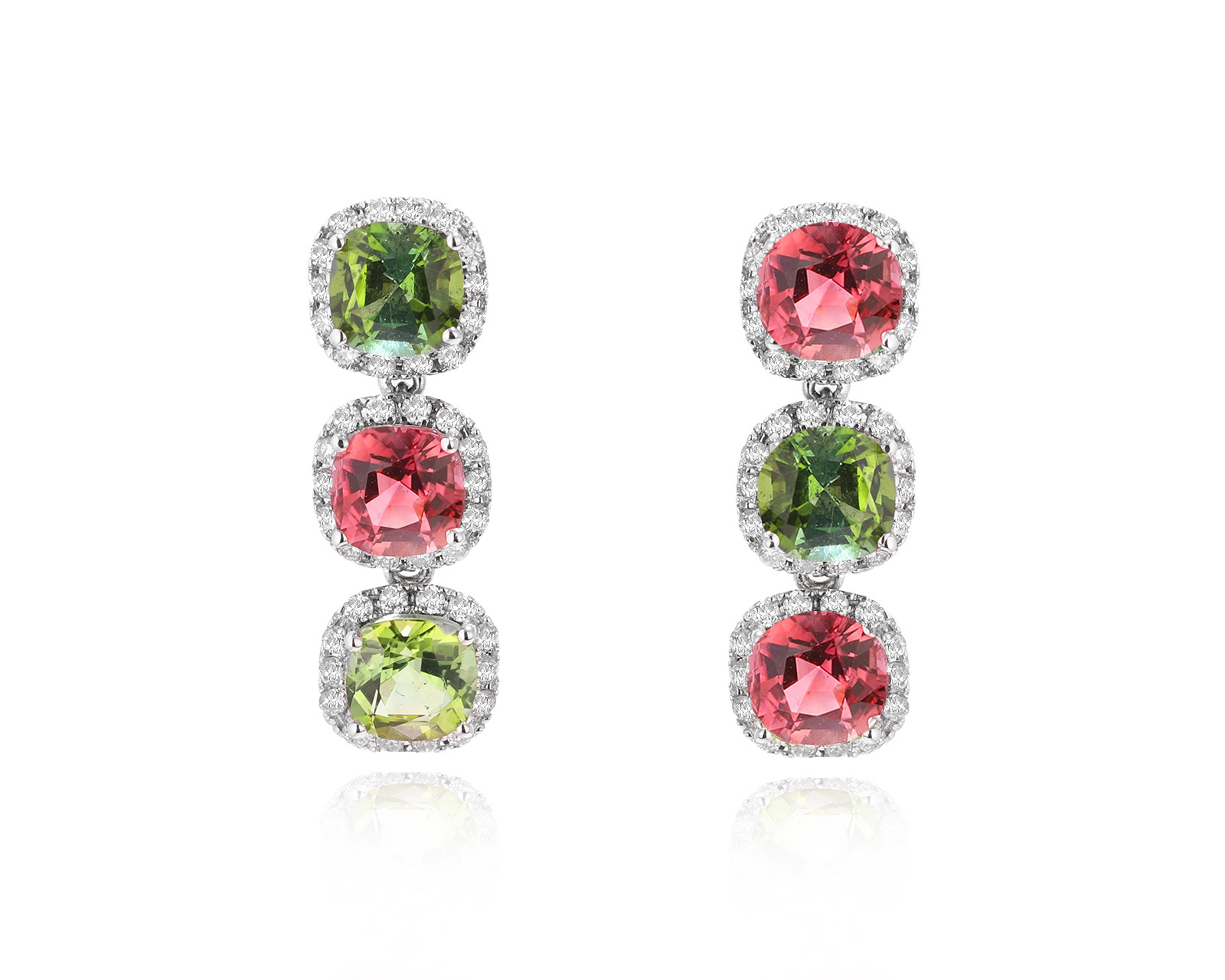 Золотые серьги с цветными турмалинами 3.65ct Evgeny Matveev 240325/Б111