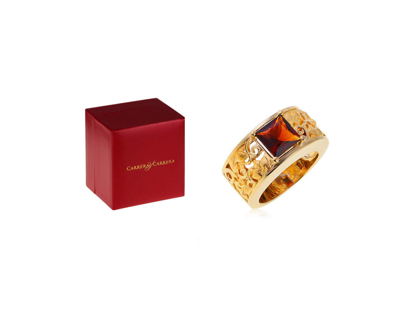 Оригинальное золотое кольцо с гранатом 2.17ct Carrera y Carrera Jazmin