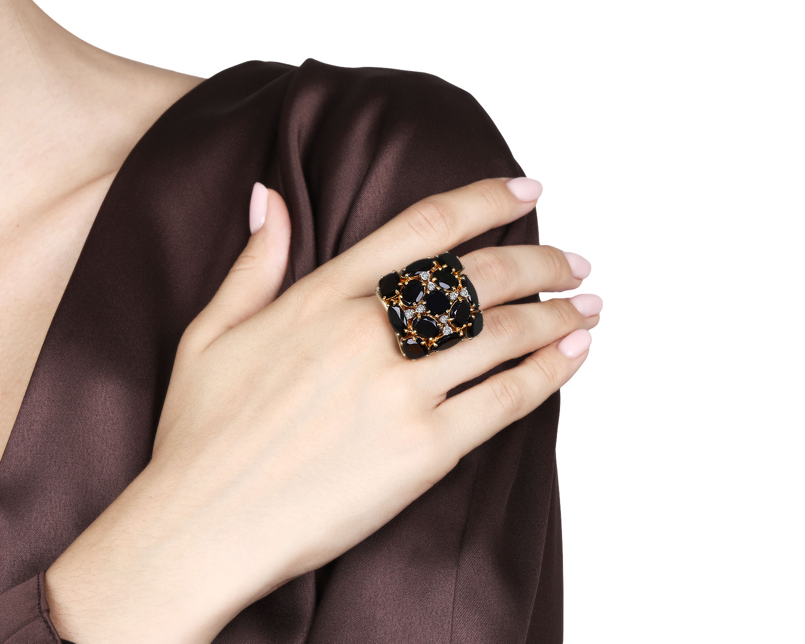 Оригинальное золотое кольцо с ониксами 24.42ct Giampiero Fiorini