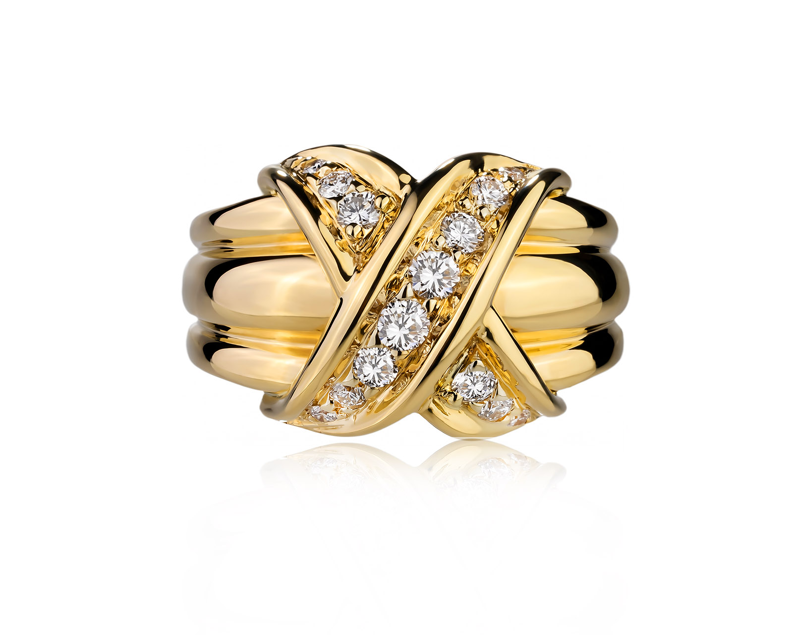 Оригинальное золотое кольцо с бриллиантами 0.40ct Tiffany&Co Signature