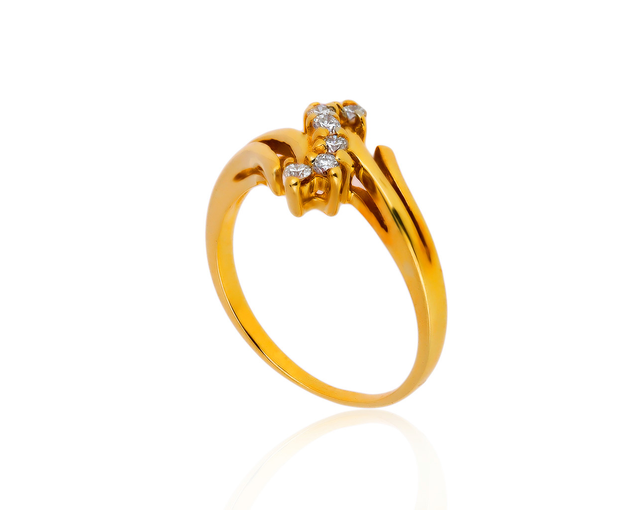Изящное золотое кольцо с бриллиантами 0.18ct