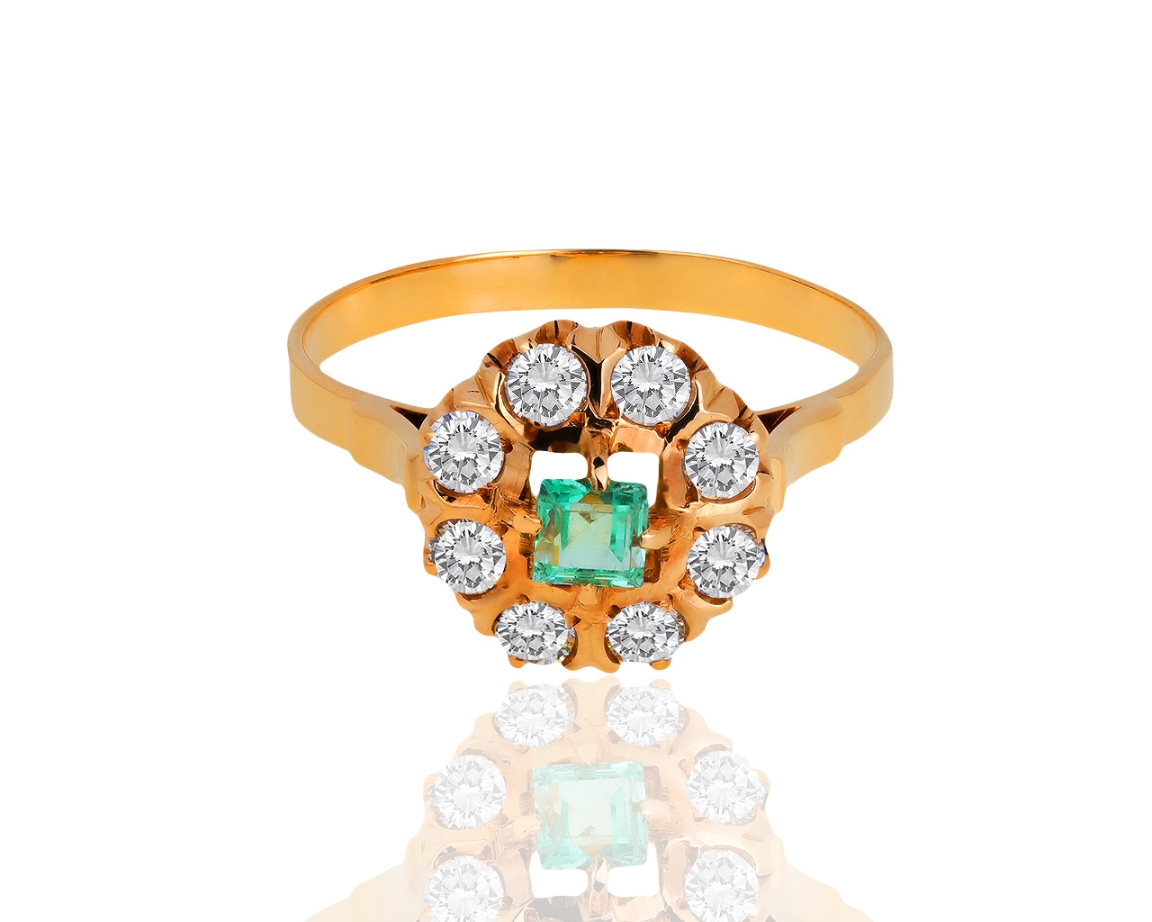 Золотое кольцо с бериллом и бриллиантами 0.50ct 101118/2