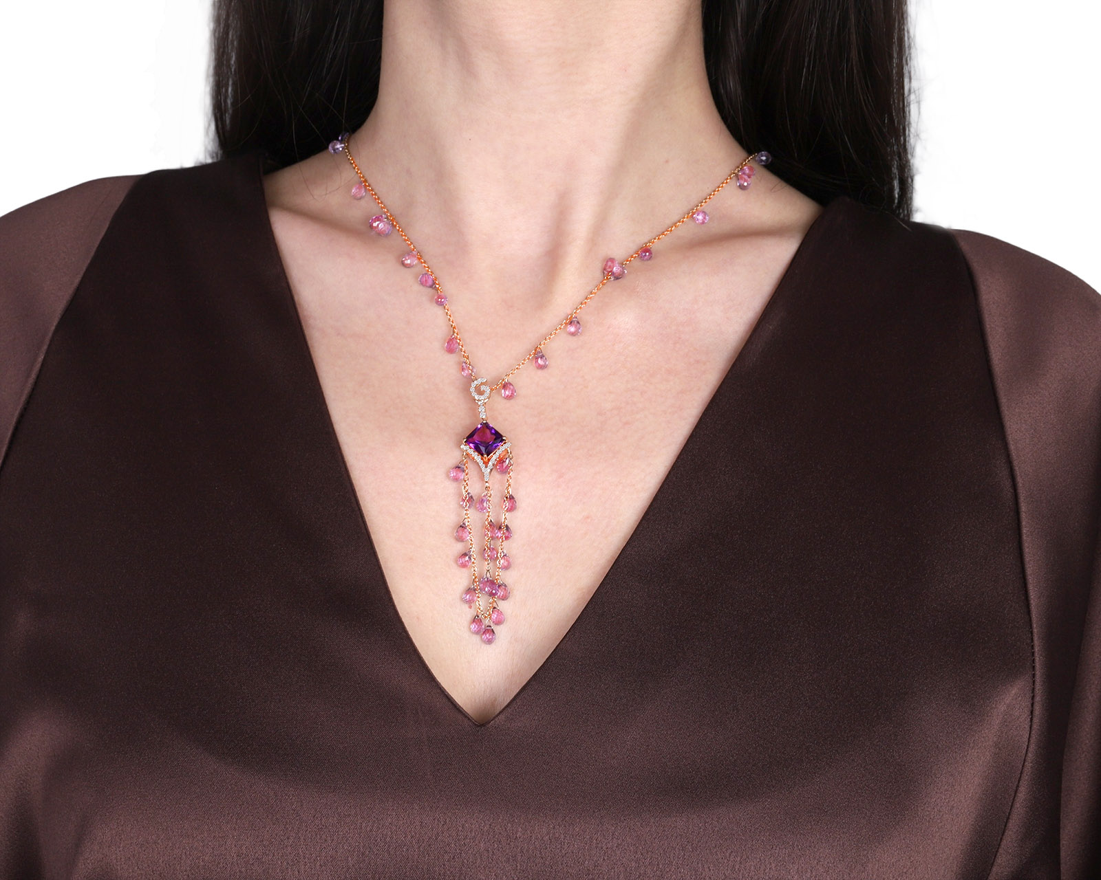 Оригинальное золотое колье с аметистами 23.92ct Giovanni Ferraris