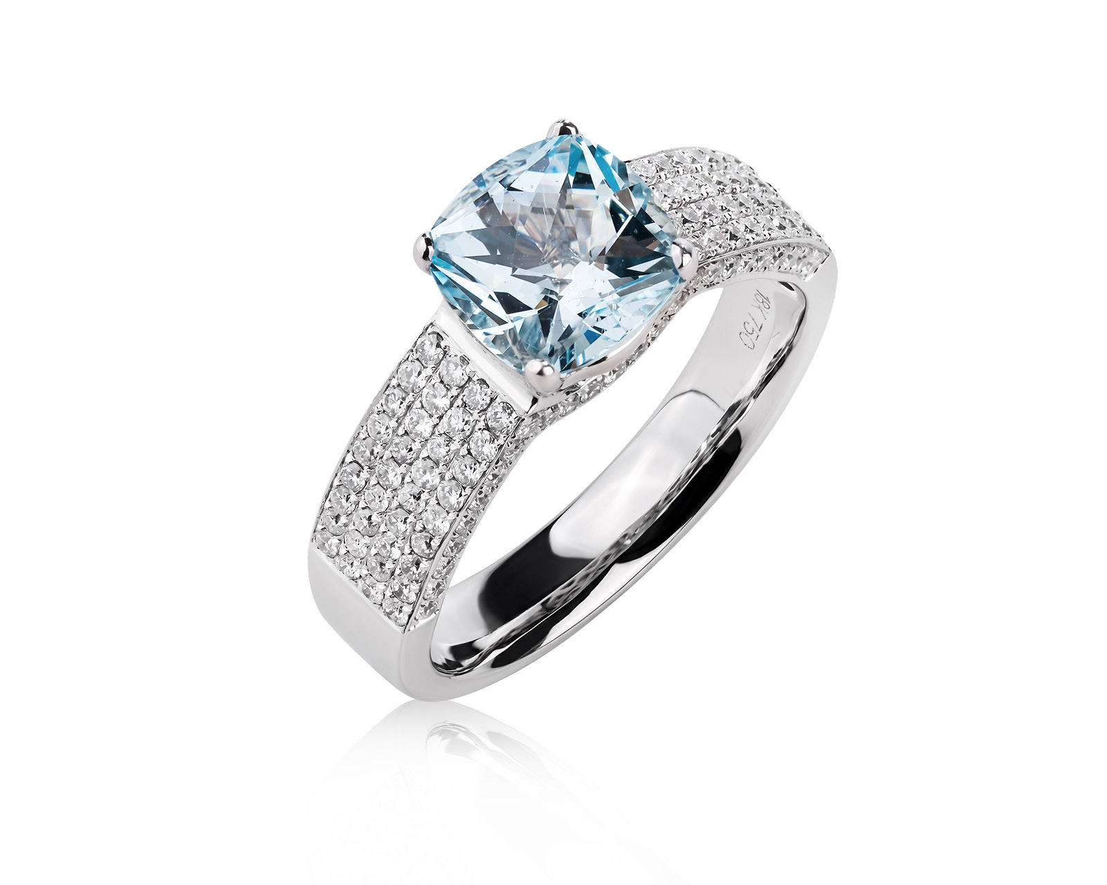Золотое кольцо с аквамарином 1.85ct и бриллиантами 0.57ct 080626/28