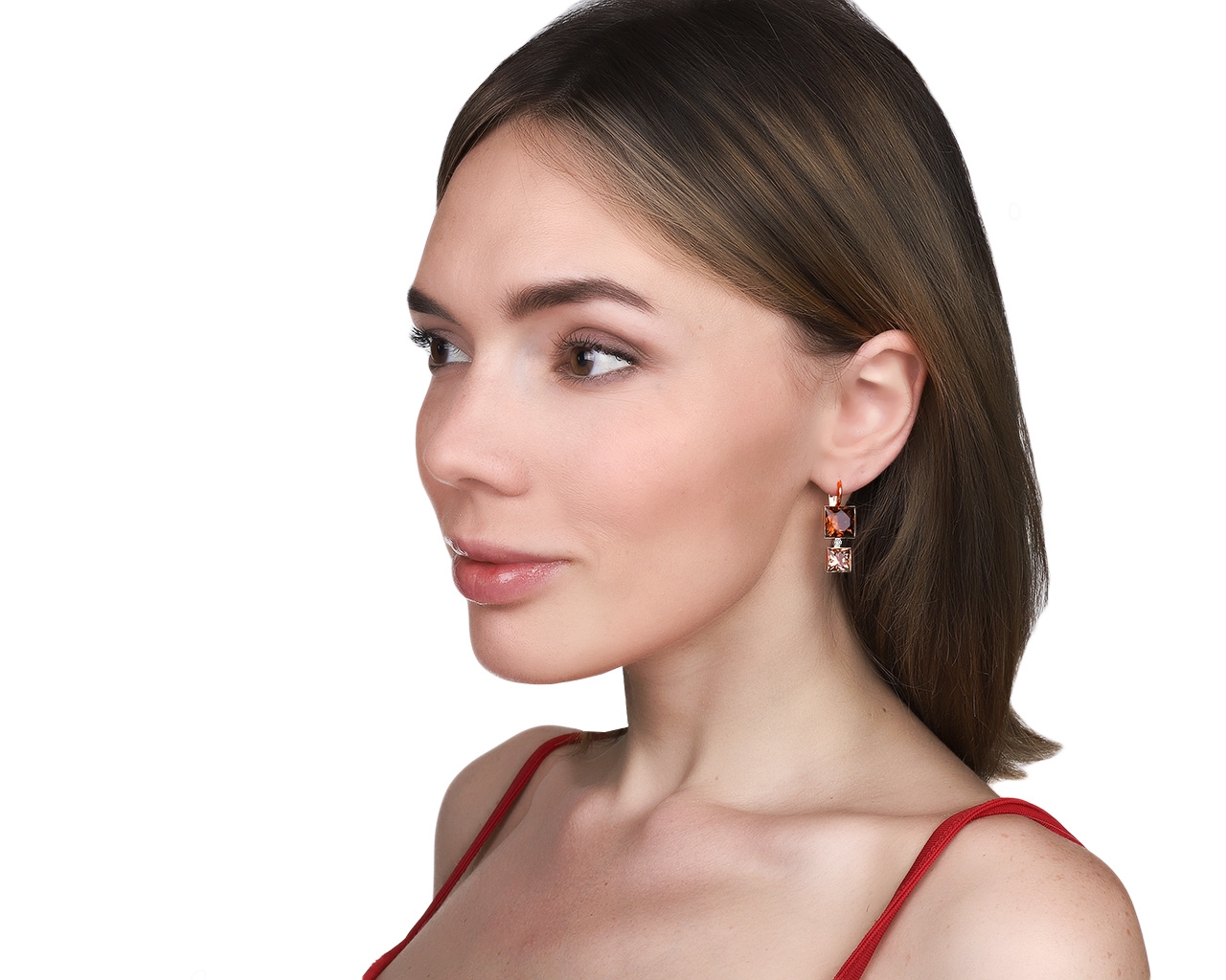 Притягательные золотые серьги с раухтопазами 15.60ct