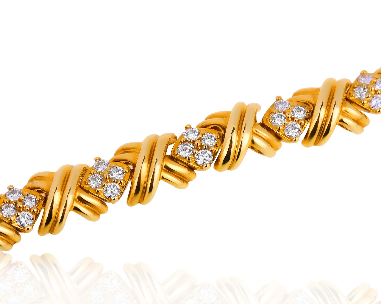 Золотой браслет с бриллиантами 2.25ct Tiffany&Co Signature X