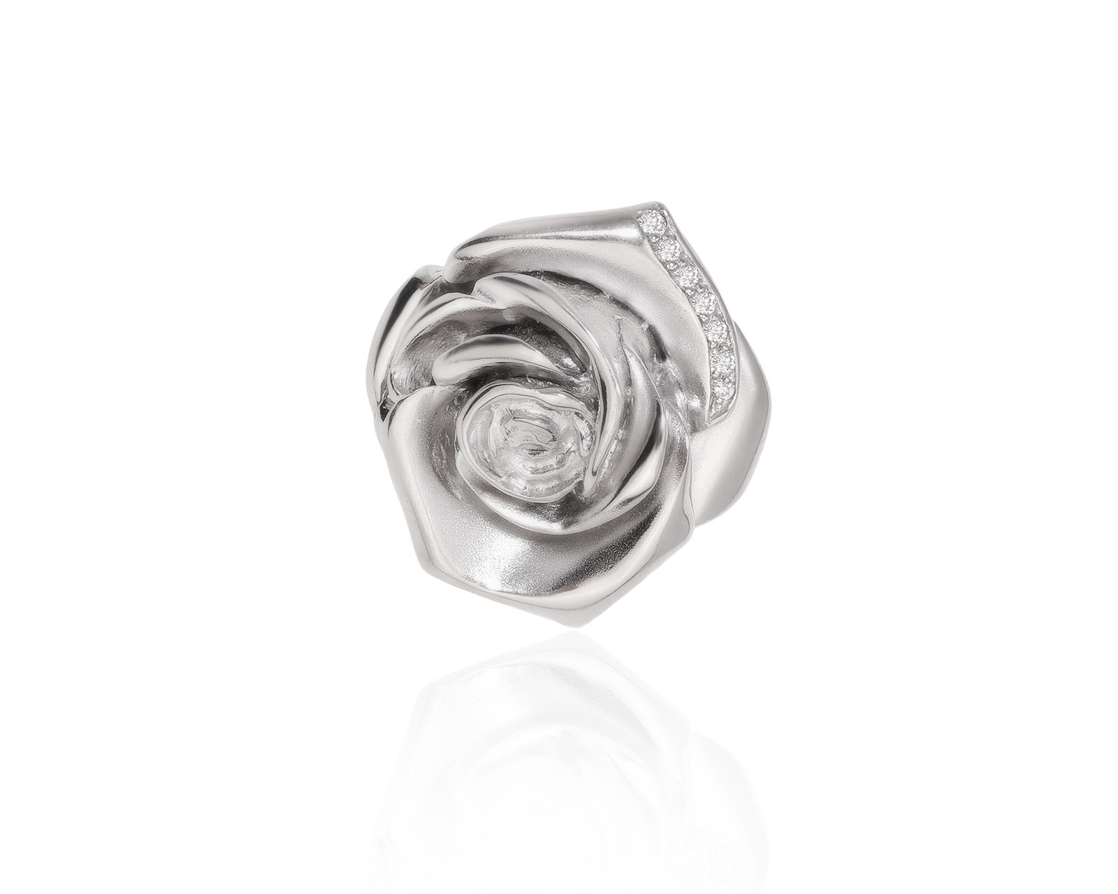 Золотая брошь "роза" с бриллиантами 0.04ct 150125/2