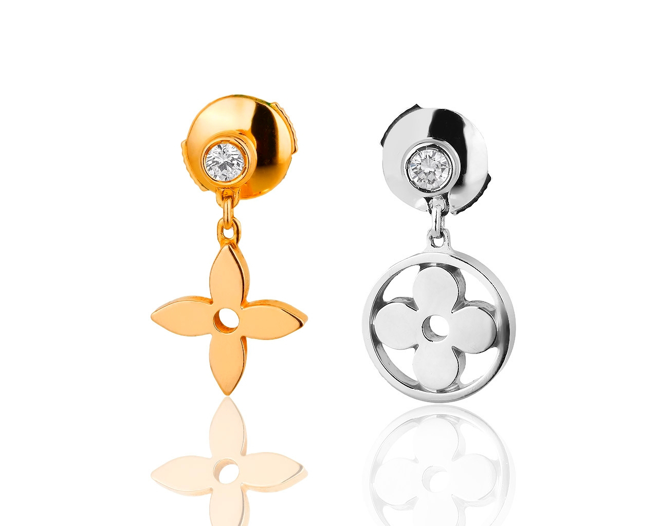 Золотые серьги с бриллиантами 0.07ct Louis Vuitton Blossom 021018/12