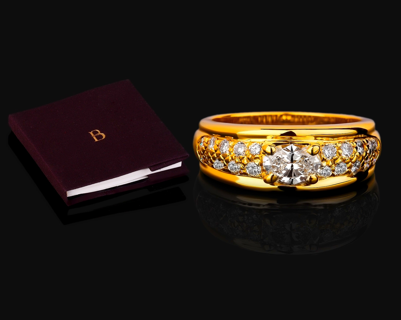 Первоклассное золотое кольцо с бриллиантами 1.10ct Boucheron