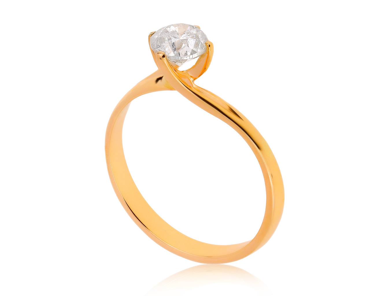 Прекрасное золотое кольцо с бриллиантом 1.00ct