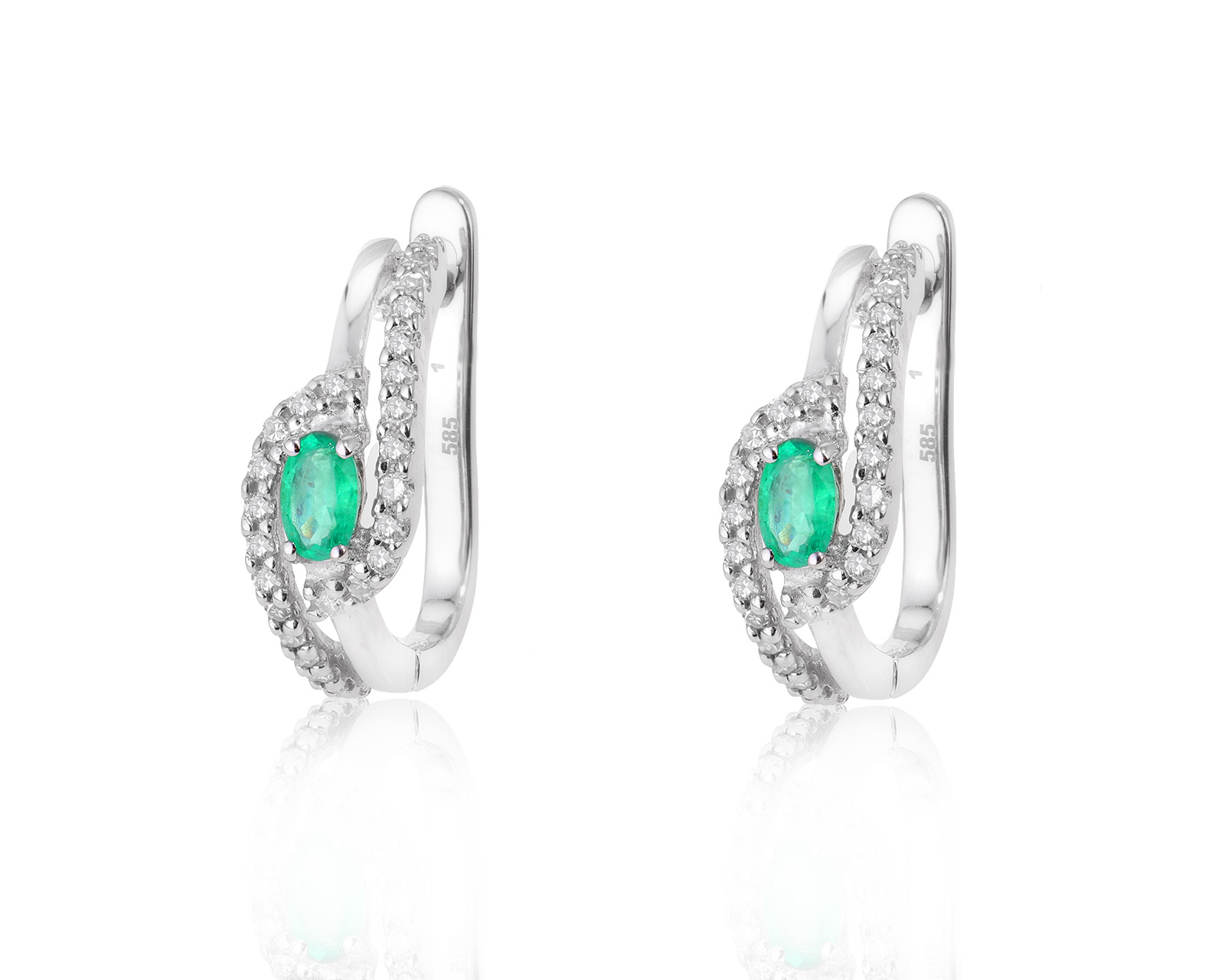 Золотые серьги с изумрудами 0.44ct и бриллиантами 0.26ct 250824/10