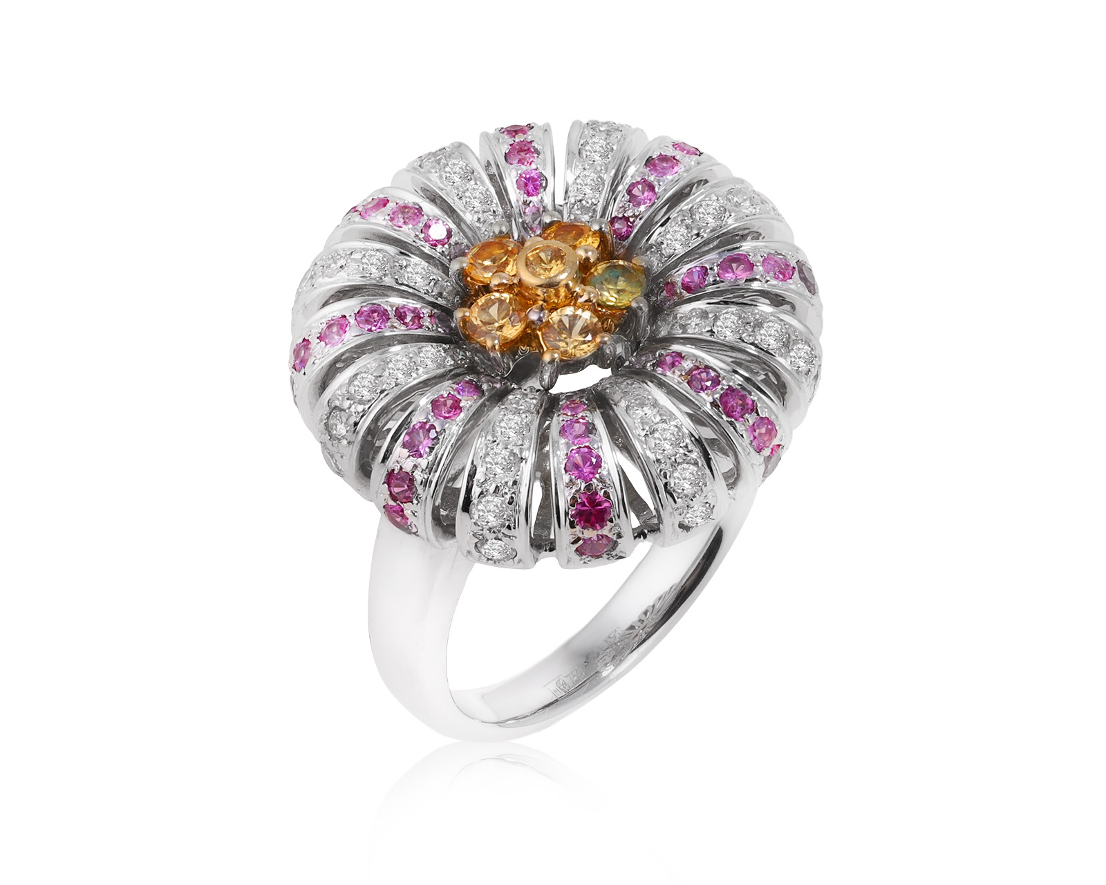 Золотое кольцо с цветными сапфирами 0.70ct 130226/4