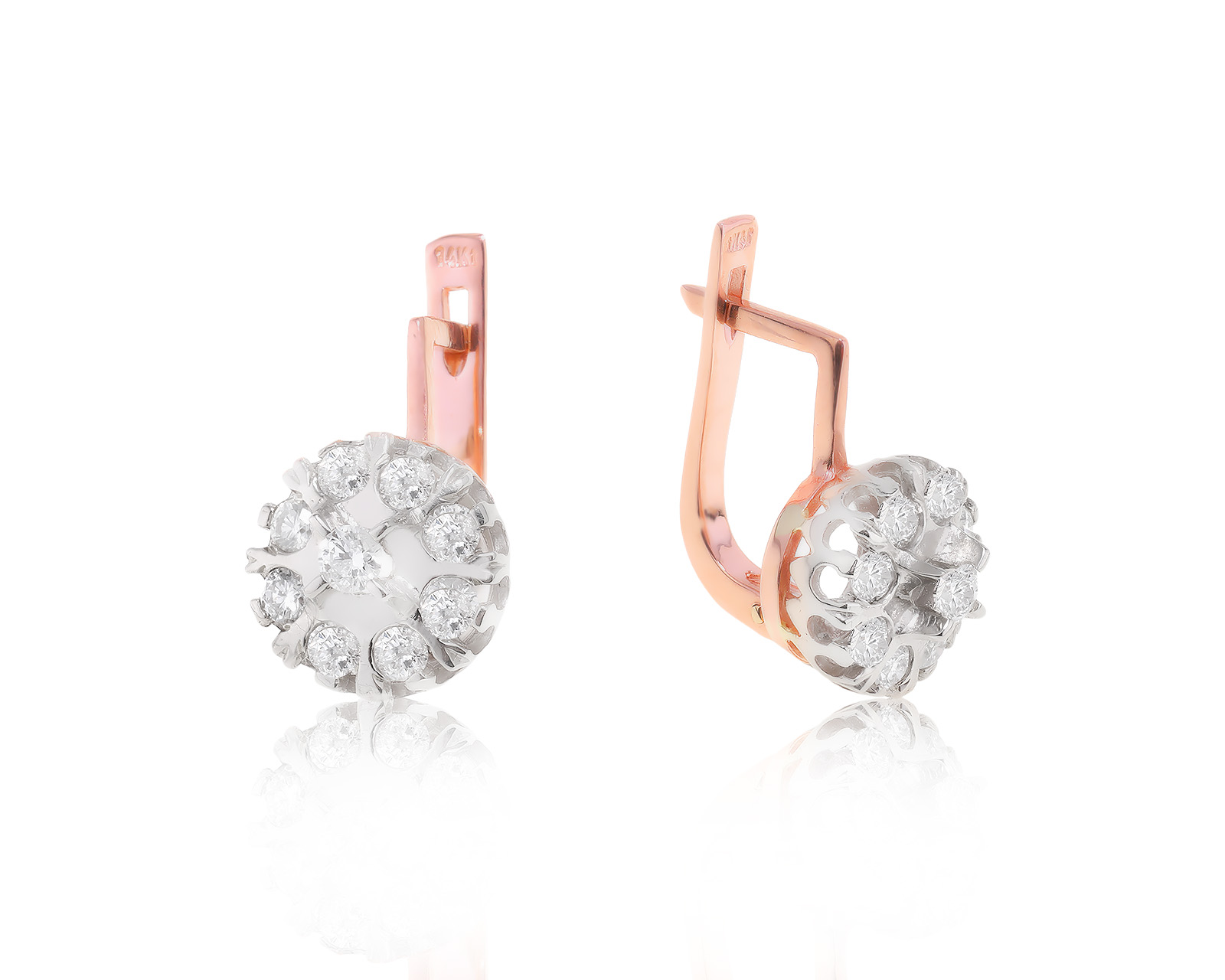 Изысканные золотые серьги с бриллиантами 0.96ct 120323/2