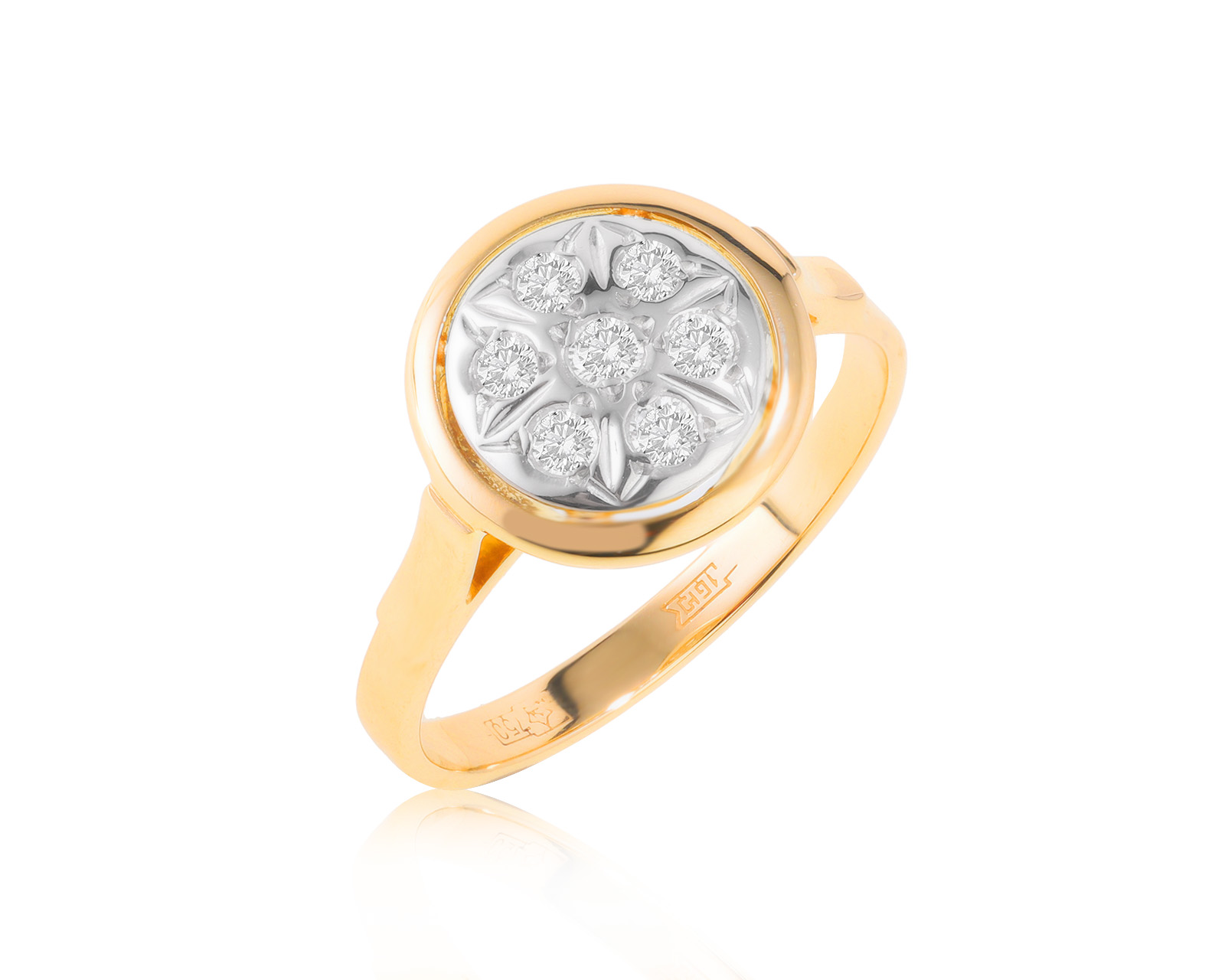 Винтажное золотое кольцо с бриллиантами 0.25ct СССР