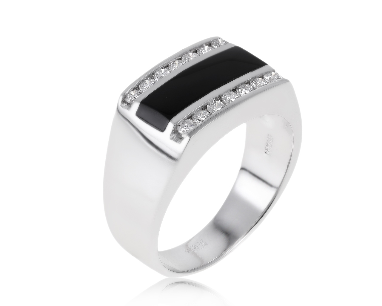 Достойное золотое кольцо с ониксом 1.28ct 011220/2