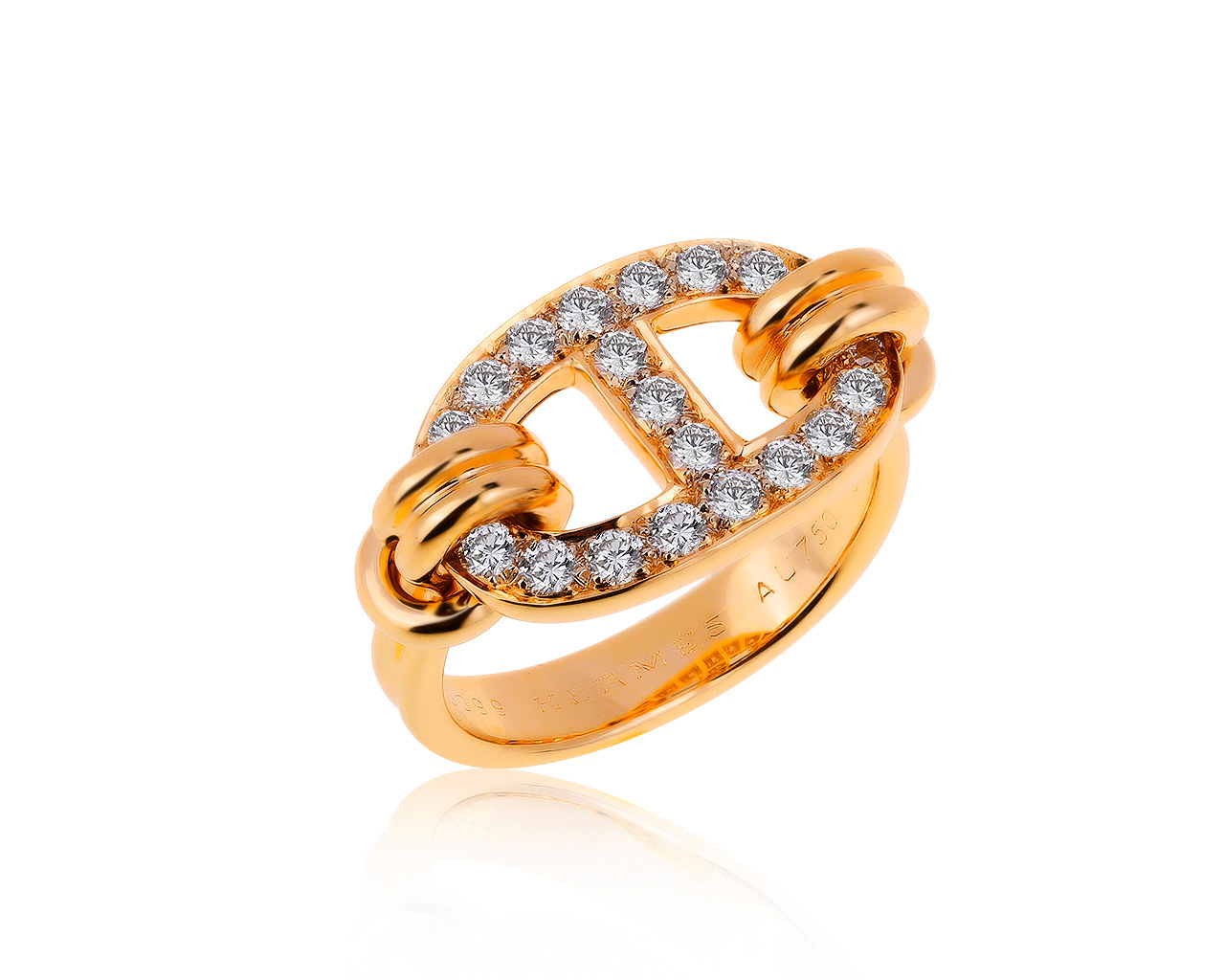 Оригинальное золотое кольцо с бриллиантами 0.52ct Hermes
