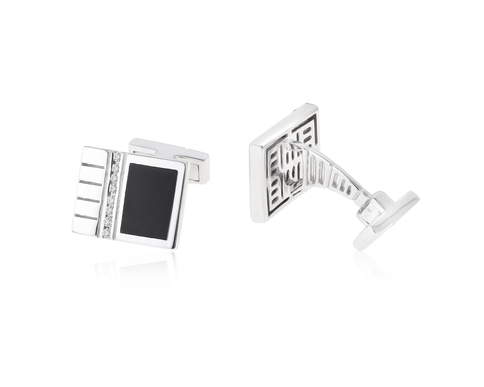 Стильные золотые запонки с ониксом 1.03ct 050222/2 Стильные золотые запонки с ониксом 1.03ct 050222/2