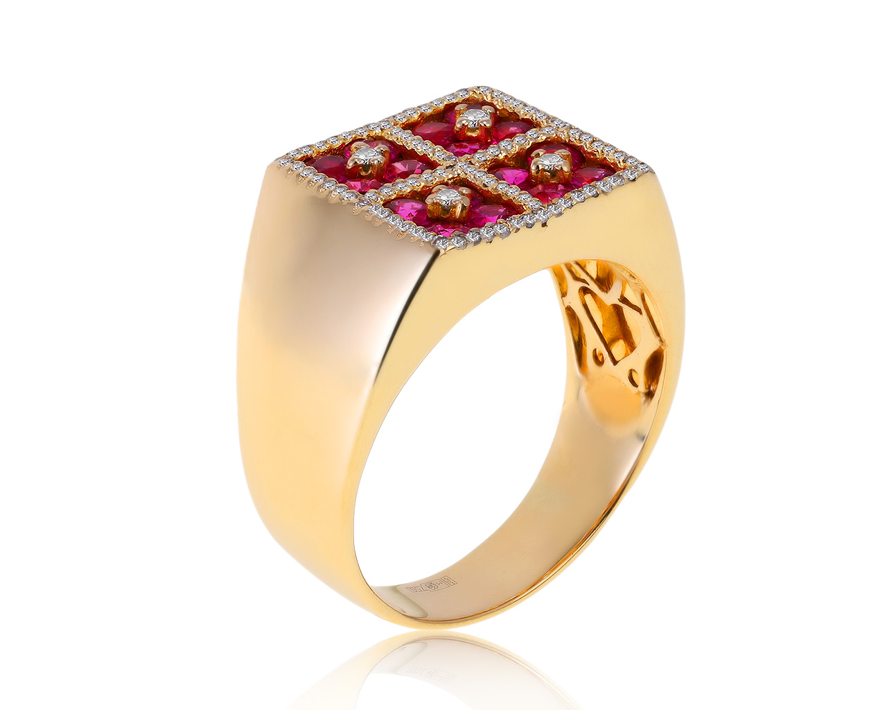 Достойное золотое кольцо с рубинами 1.63ct 120121/4