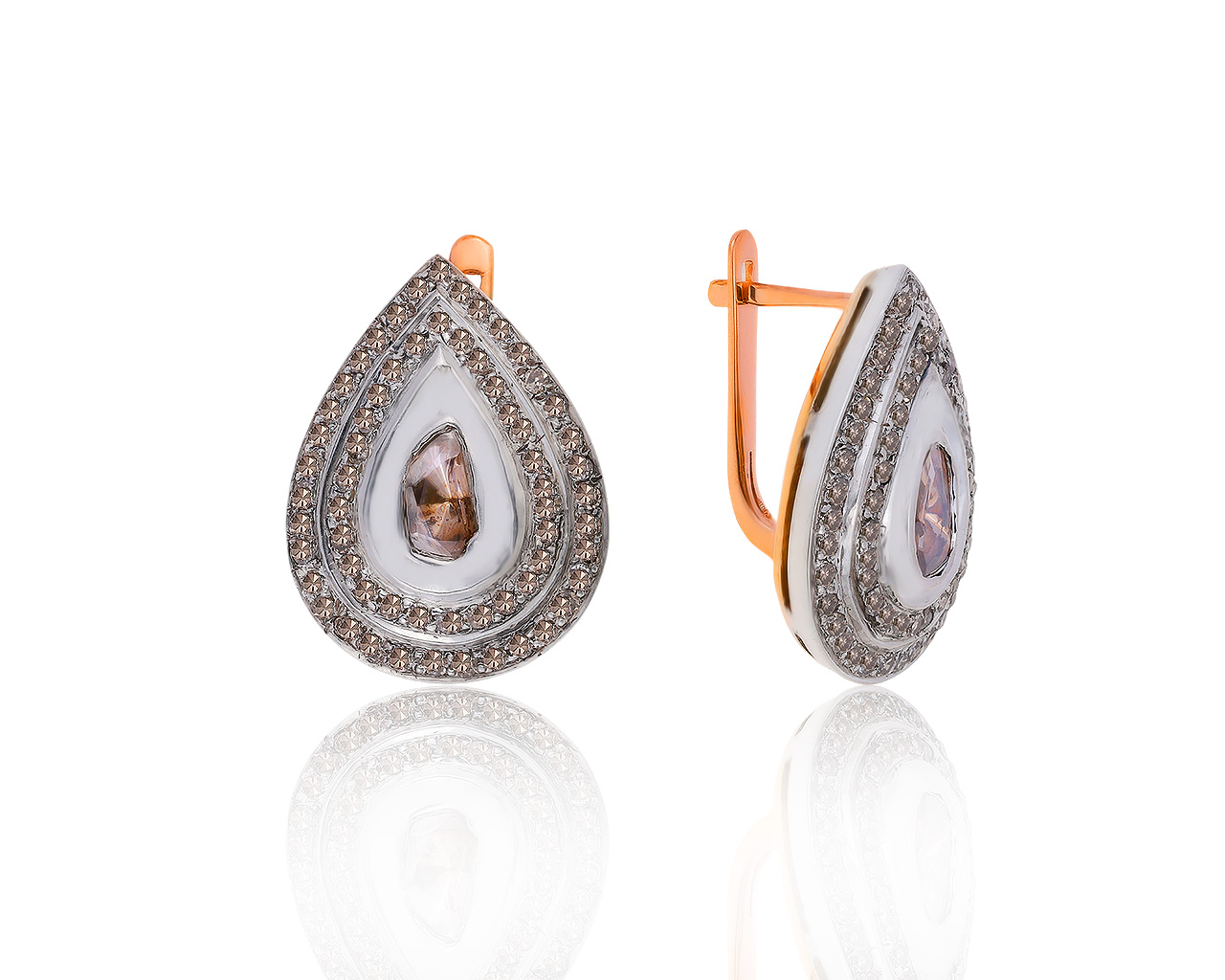 Изумительные золотые серьги с бриллиантами 1.92ct