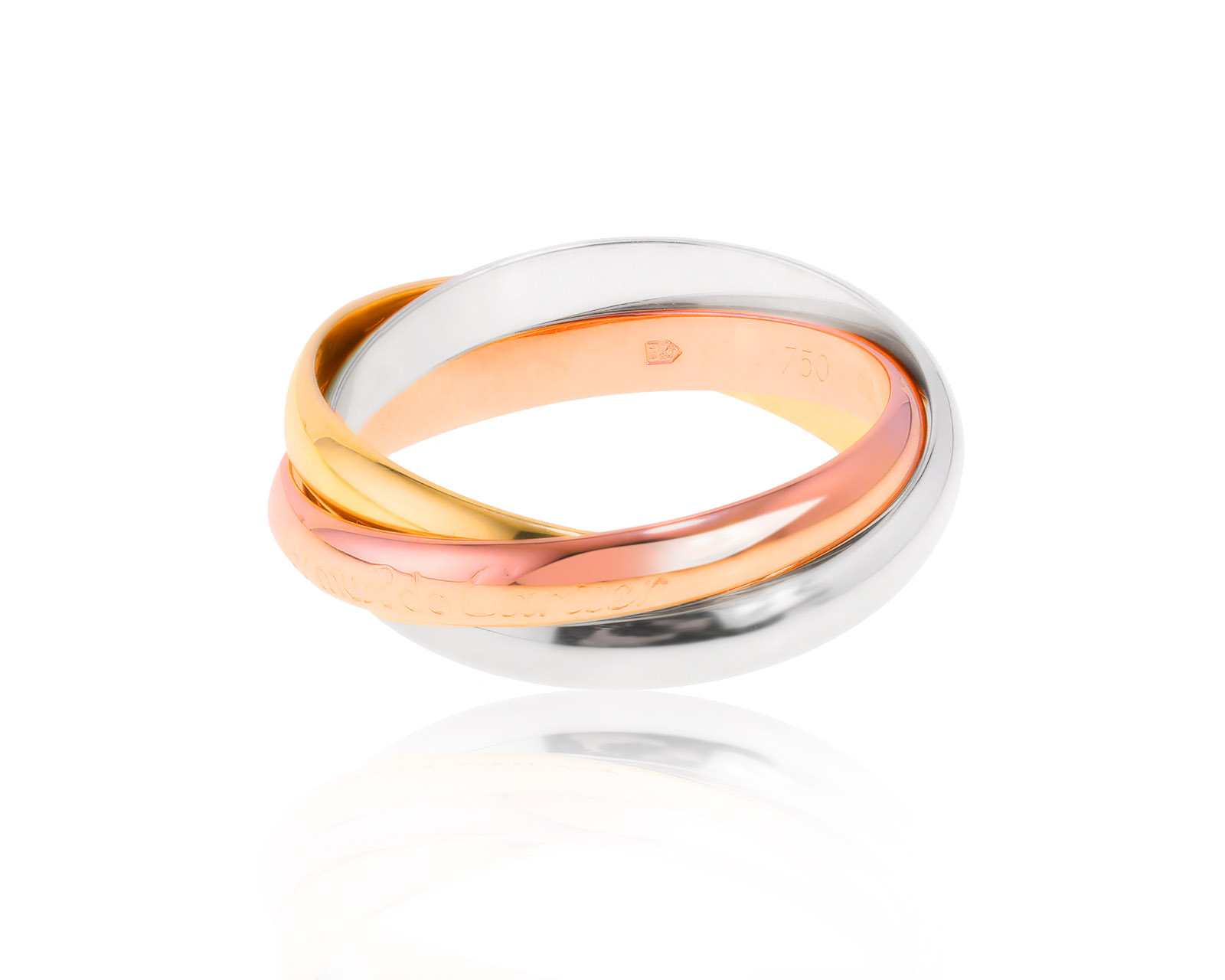 Оригинальное золотое кольцо Cartier Trinity 051022/21