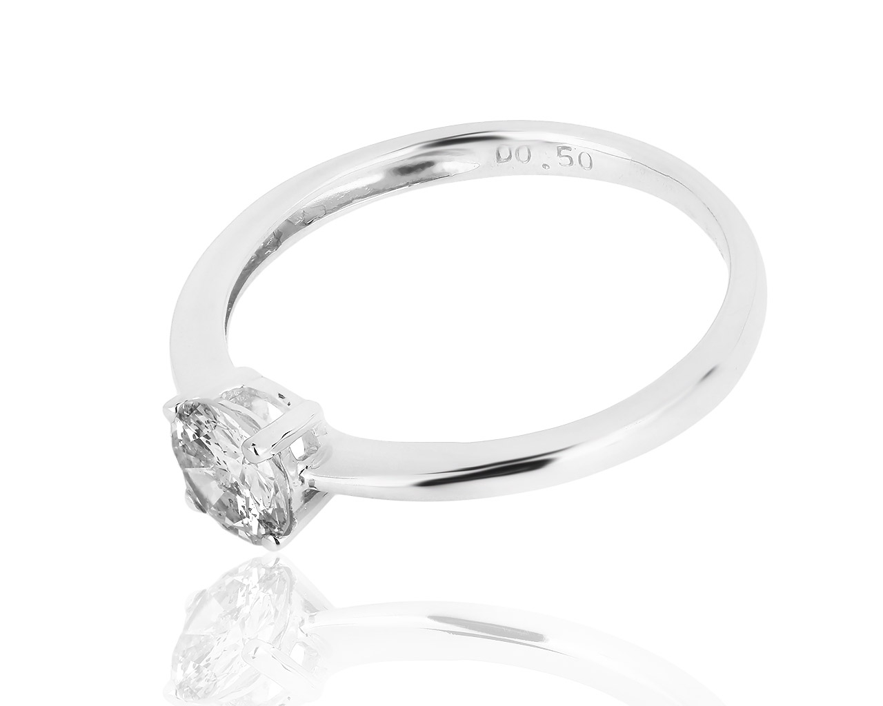 Помолвочное золотое кольцо с бриллиантом 0.61ct